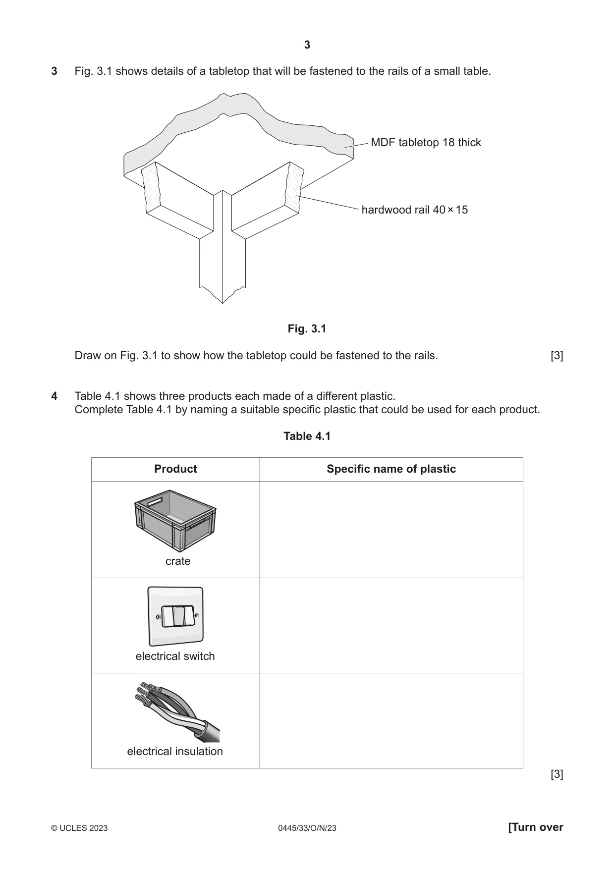 Cambridge IGCSE Design and Technology 0445 2023 Oct/Nov Paper 3 · Variant 3 question paper, page 3 of 24