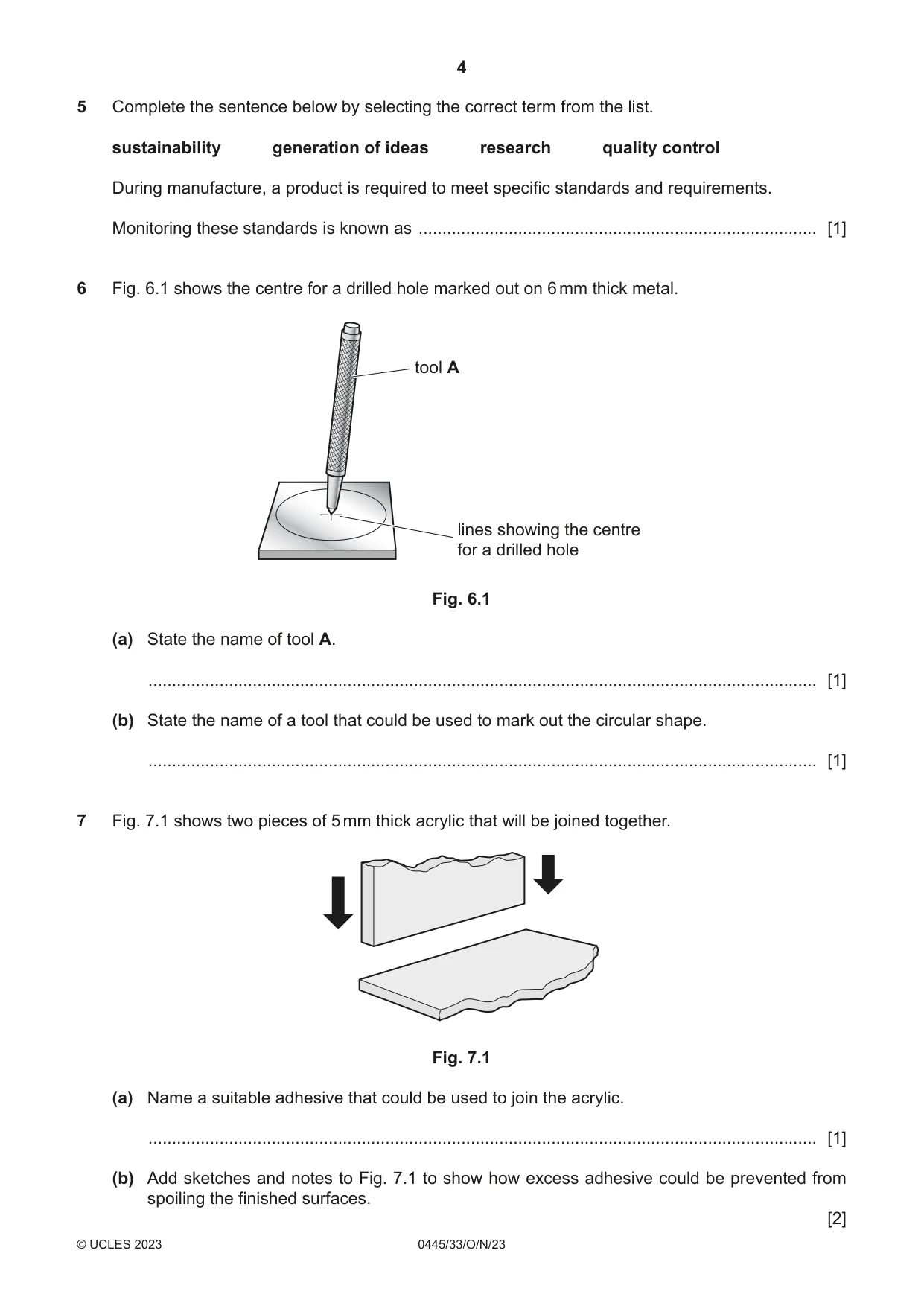 Cambridge IGCSE Design and Technology 0445 2023 Oct/Nov Paper 3 · Variant 3 question paper, page 4 of 24