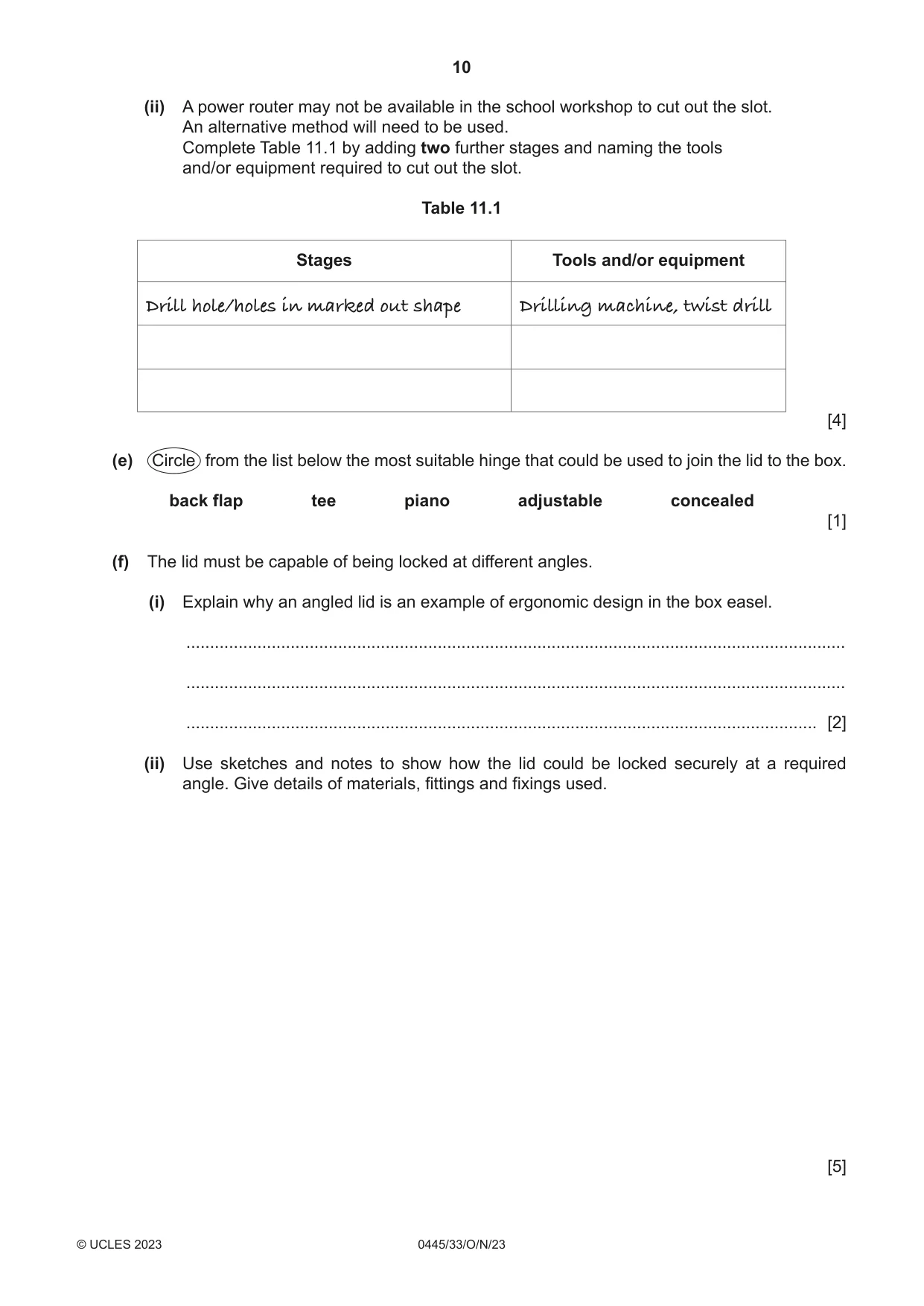 Cambridge IGCSE Design and Technology 0445 2023 Oct/Nov Paper 3 · Variant 3 question paper, page 10 of 24