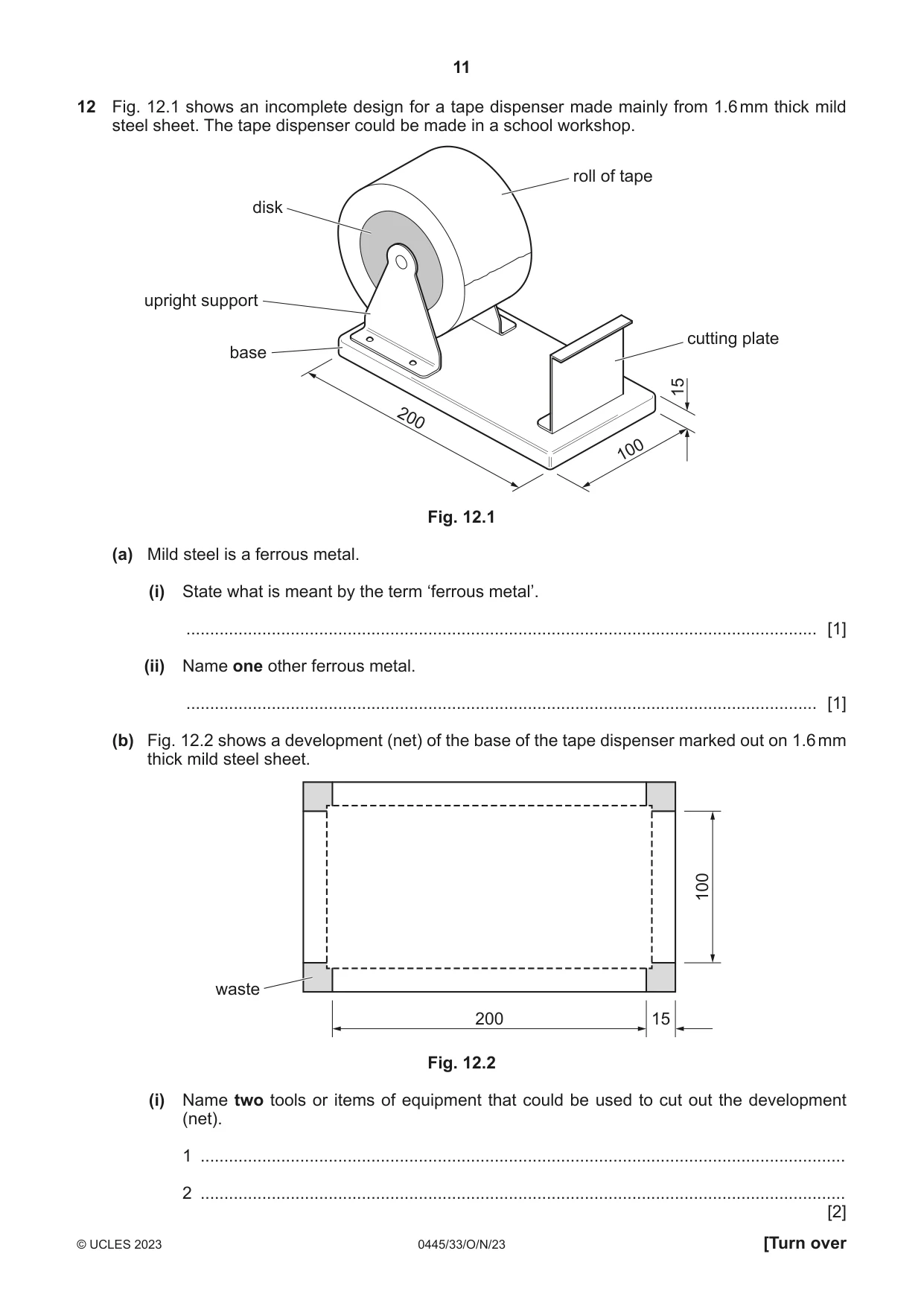 Cambridge IGCSE Design and Technology 0445 2023 Oct/Nov Paper 3 · Variant 3 question paper, page 11 of 24