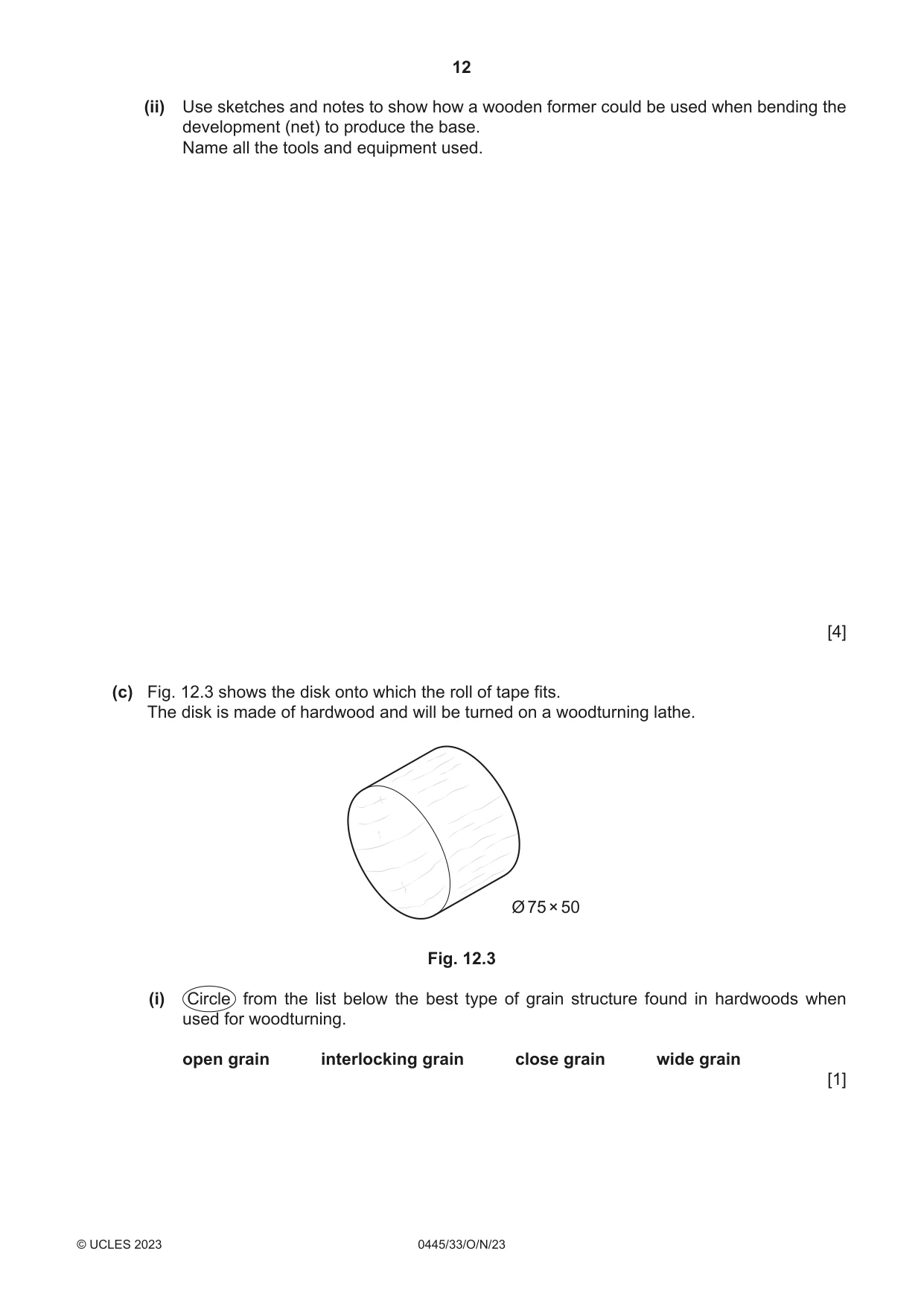 Cambridge IGCSE Design and Technology 0445 2023 Oct/Nov Paper 3 · Variant 3 question paper, page 12 of 24