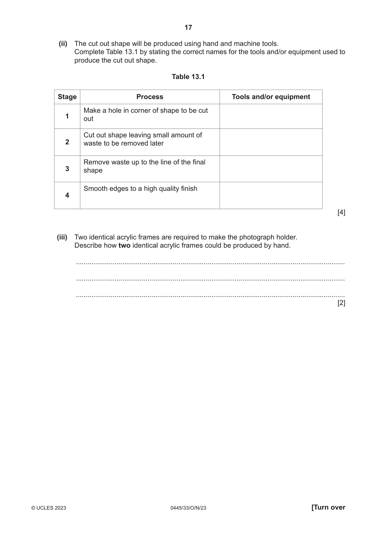 Cambridge IGCSE Design and Technology 0445 2023 Oct/Nov Paper 3 · Variant 3 question paper, page 17 of 24