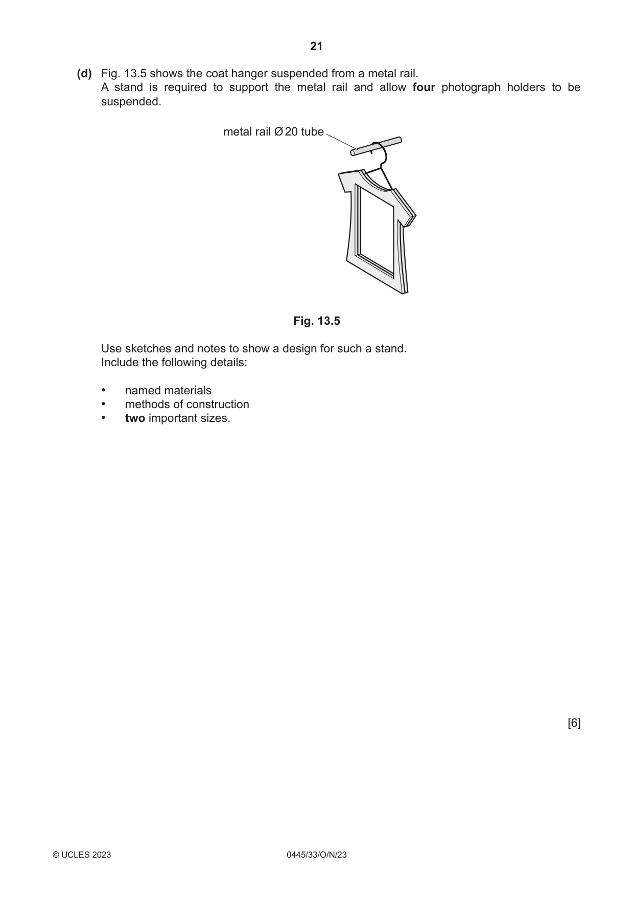 Cambridge IGCSE Design and Technology 0445 2023 Oct/Nov Paper 3 · Variant 3 question paper, page 21 of 24