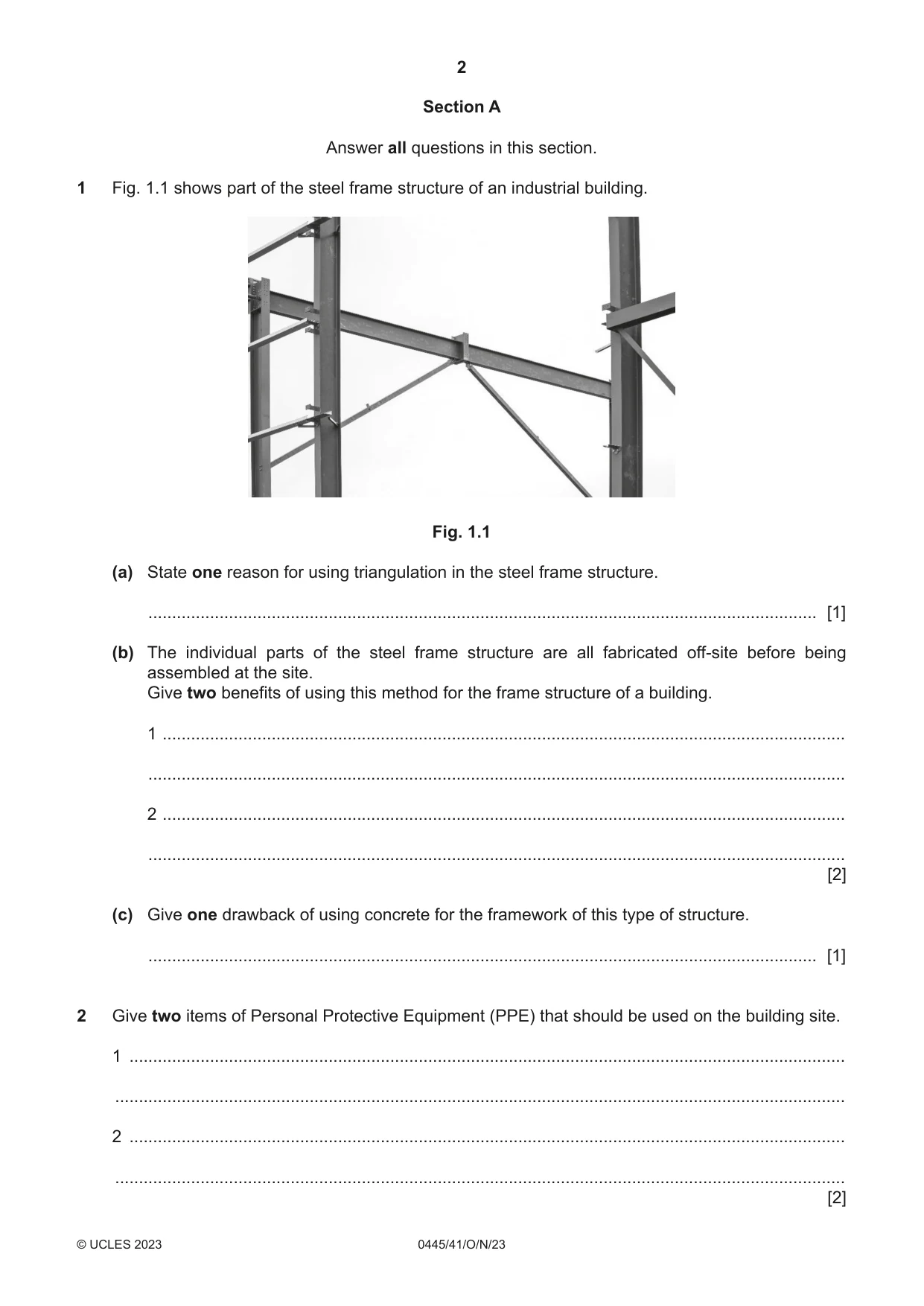 Cambridge IGCSE Design and Technology 0445 2023 Oct/Nov Paper 4 · Variant 1 question paper, page 2 of 20