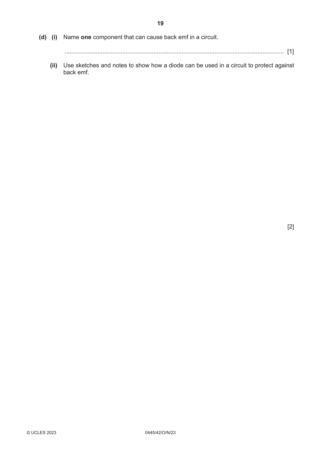 Cambridge IGCSE Design and Technology 0445 2023 Oct/Nov Paper 4 · Variant 2 question paper, page 19 of 20