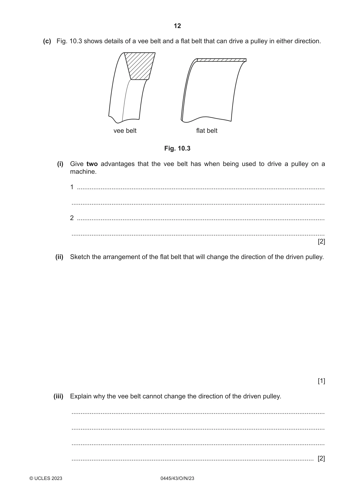 Cambridge IGCSE Design and Technology 0445 2023 Oct/Nov Paper 4 · Variant 3 question paper, page 12 of 20