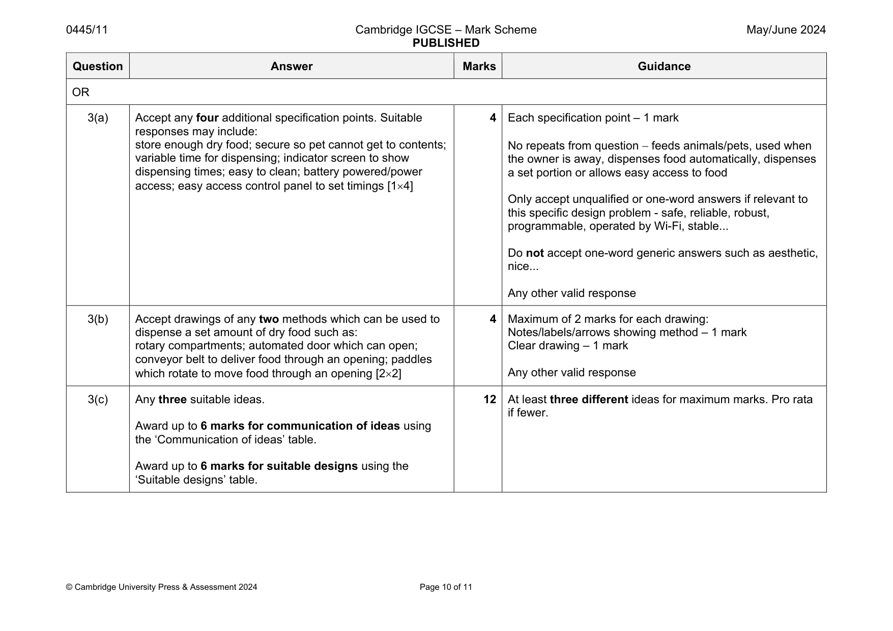 Mark scheme, page 10 of 11