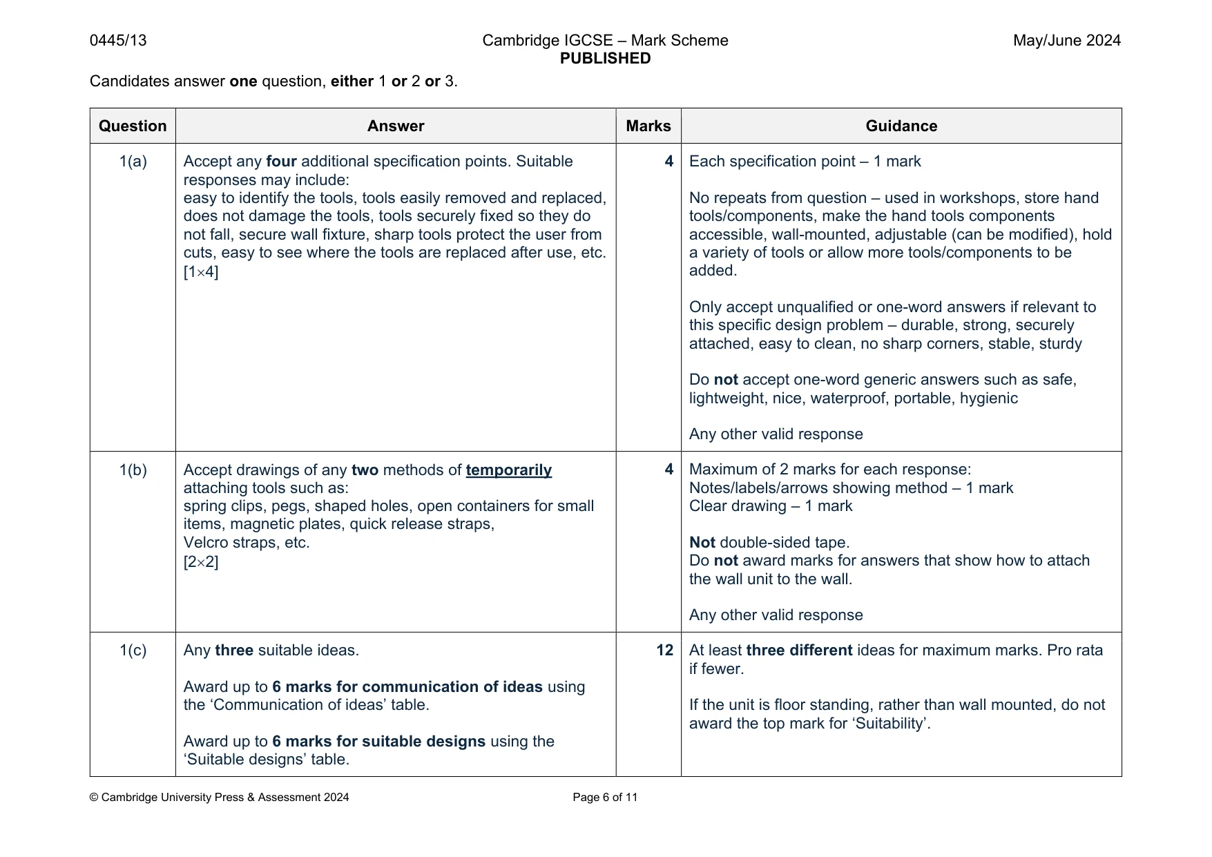Mark scheme, page 6 of 11