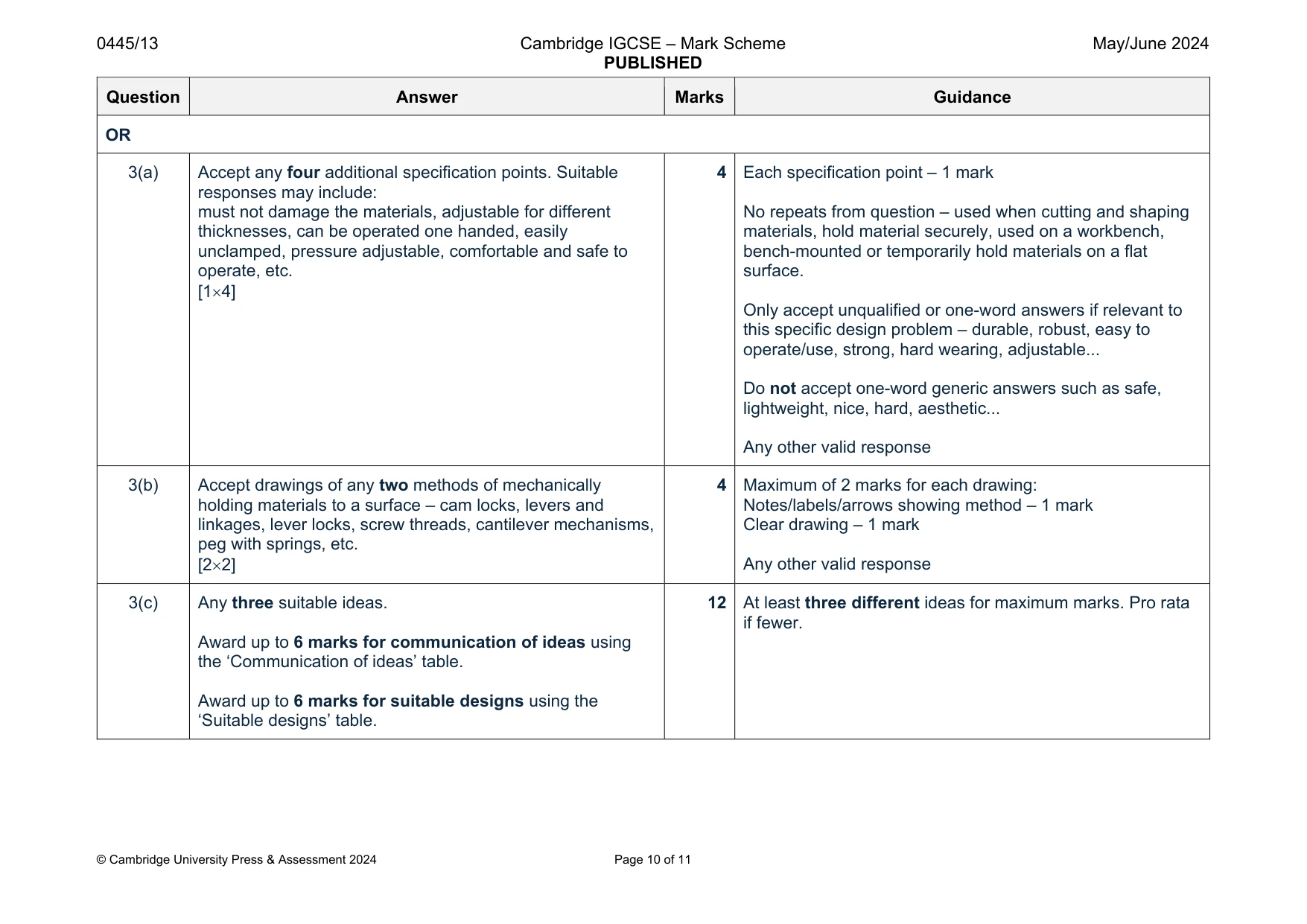 Mark scheme, page 10 of 11