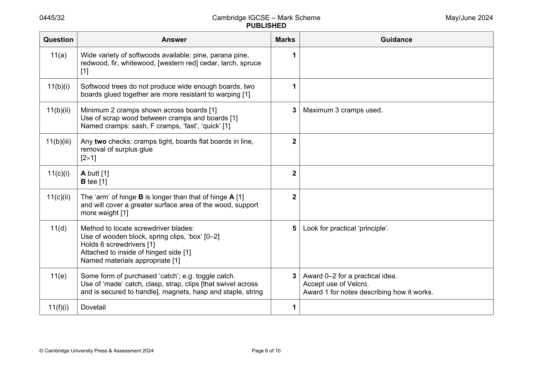 Mark scheme, page 6 of 10