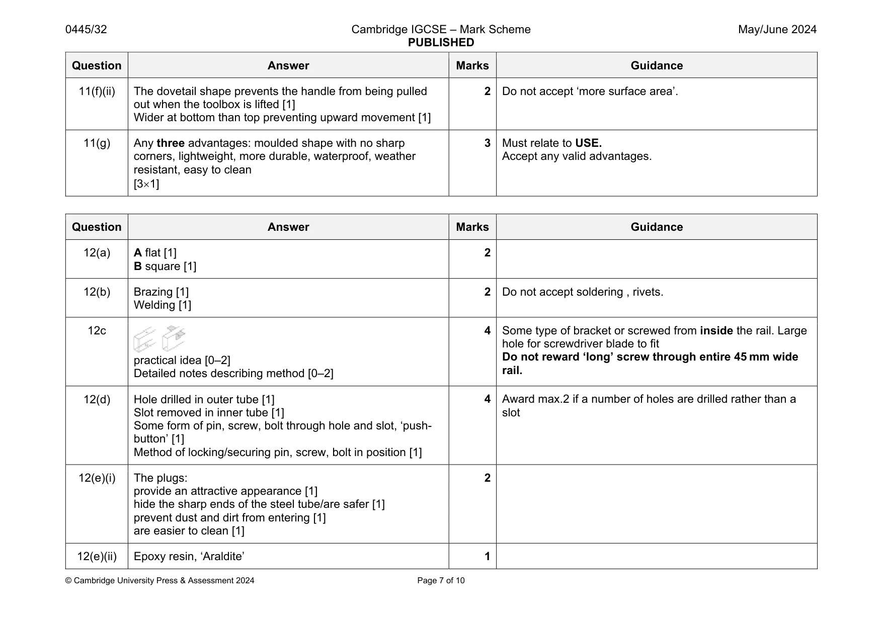 Mark scheme, page 7 of 10