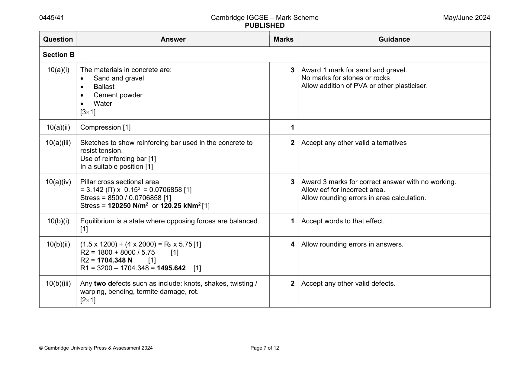 Mark scheme, page 7 of 12