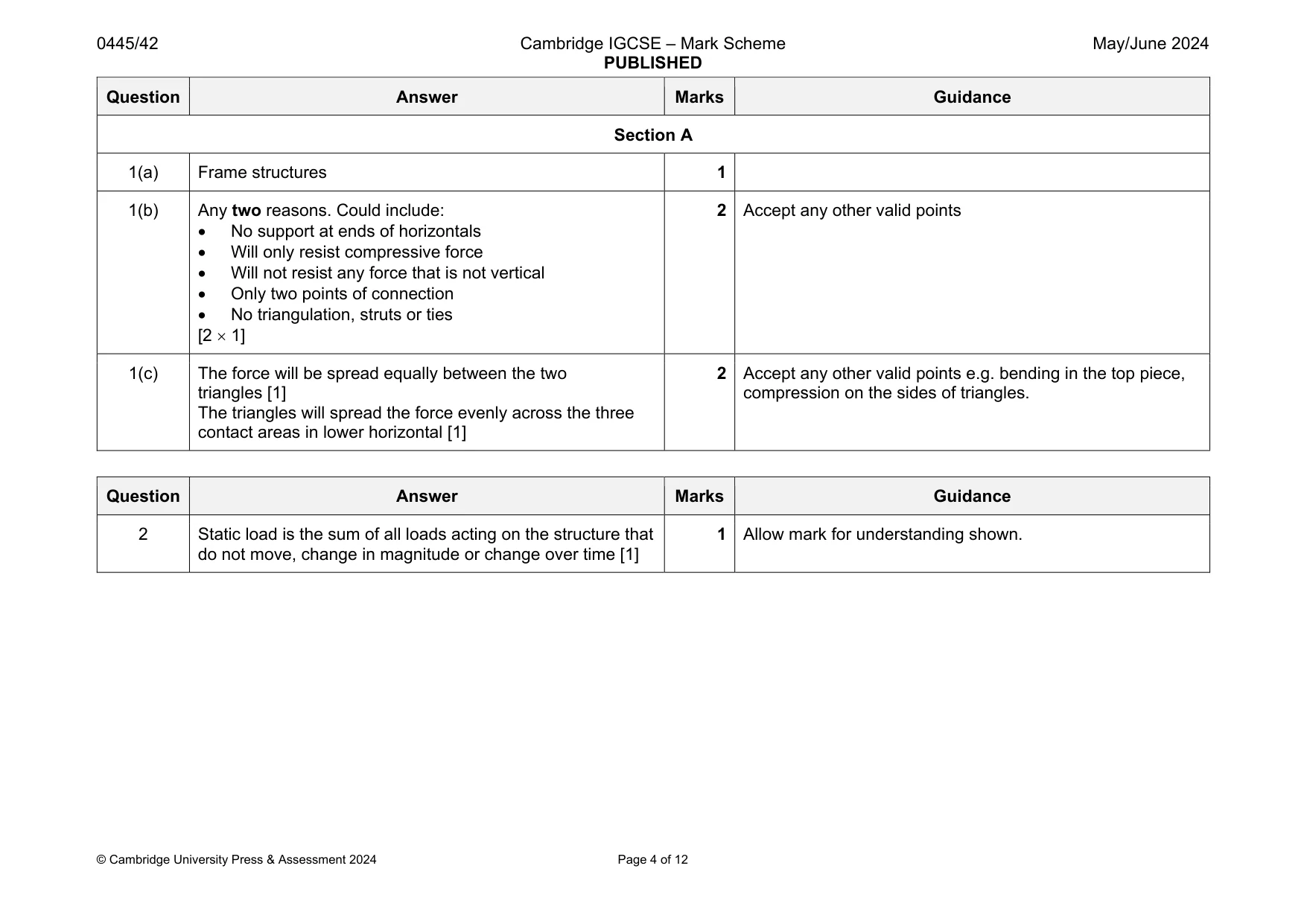 Mark scheme, page 4 of 12