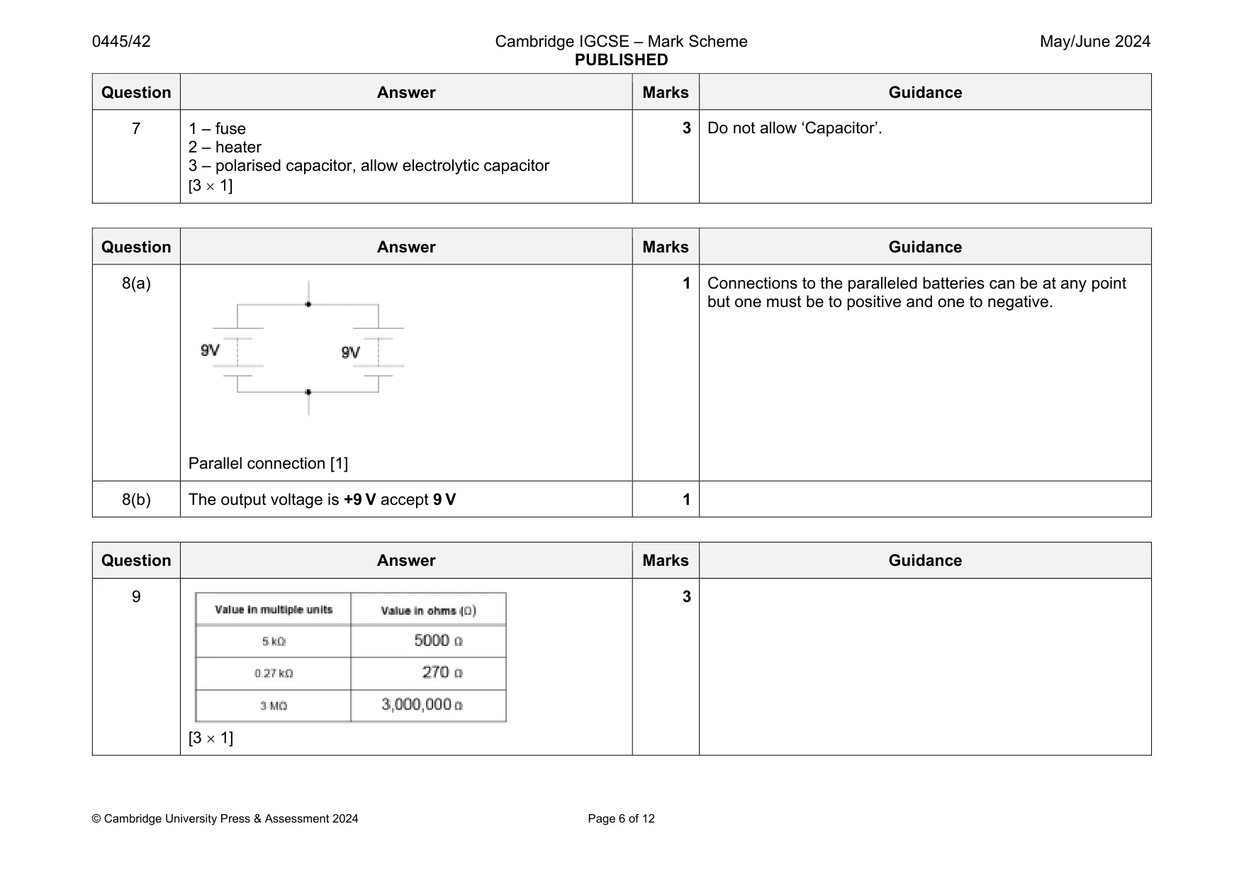 Mark scheme, page 6 of 12