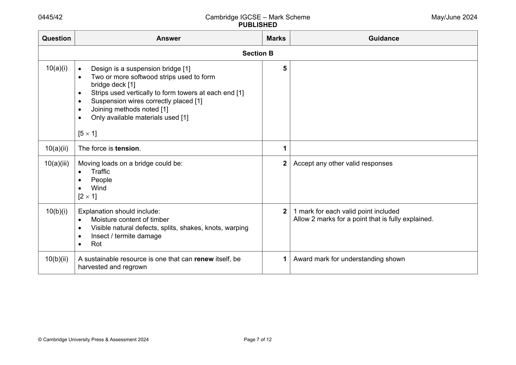 Mark scheme, page 7 of 12