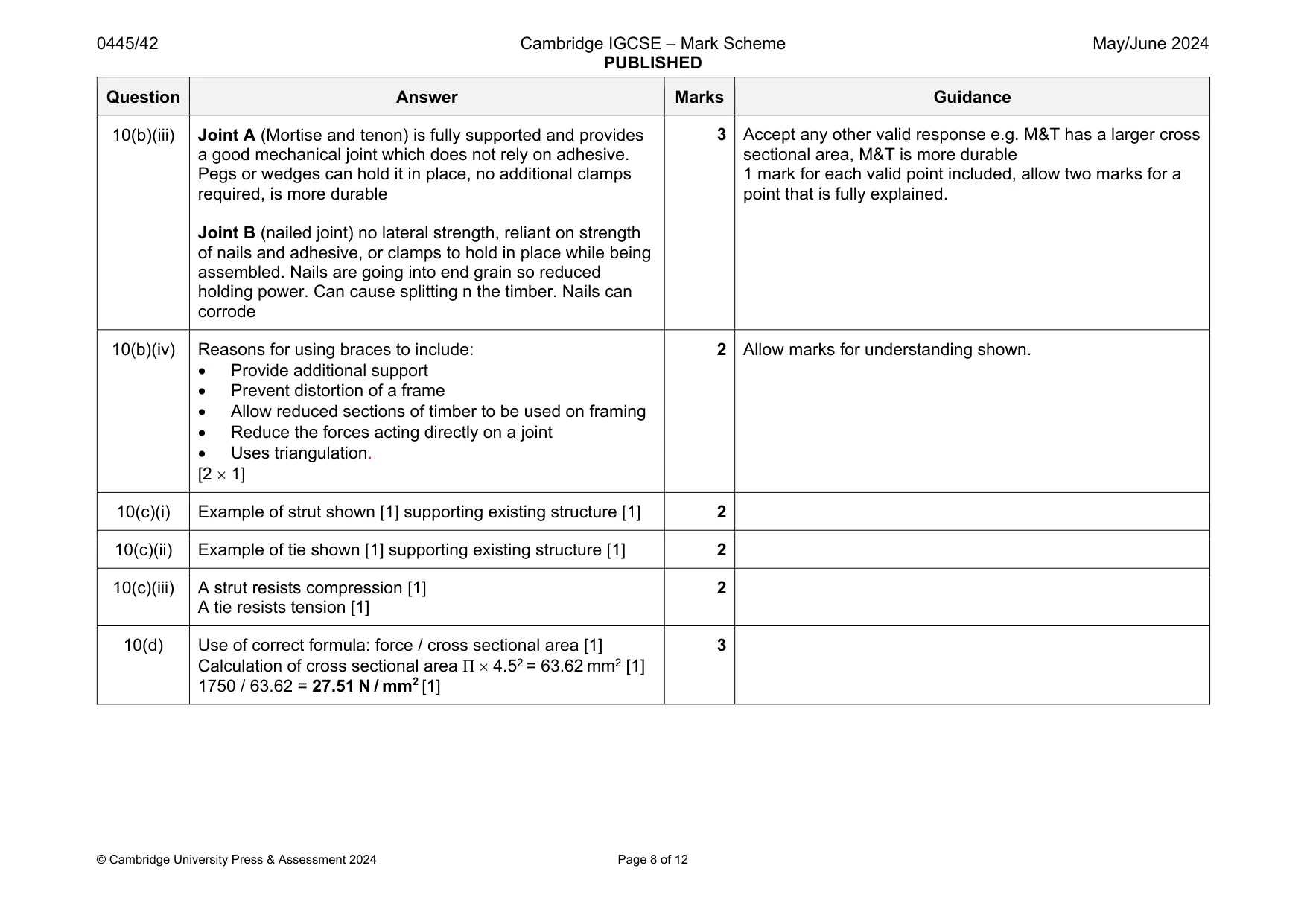Mark scheme, page 8 of 12