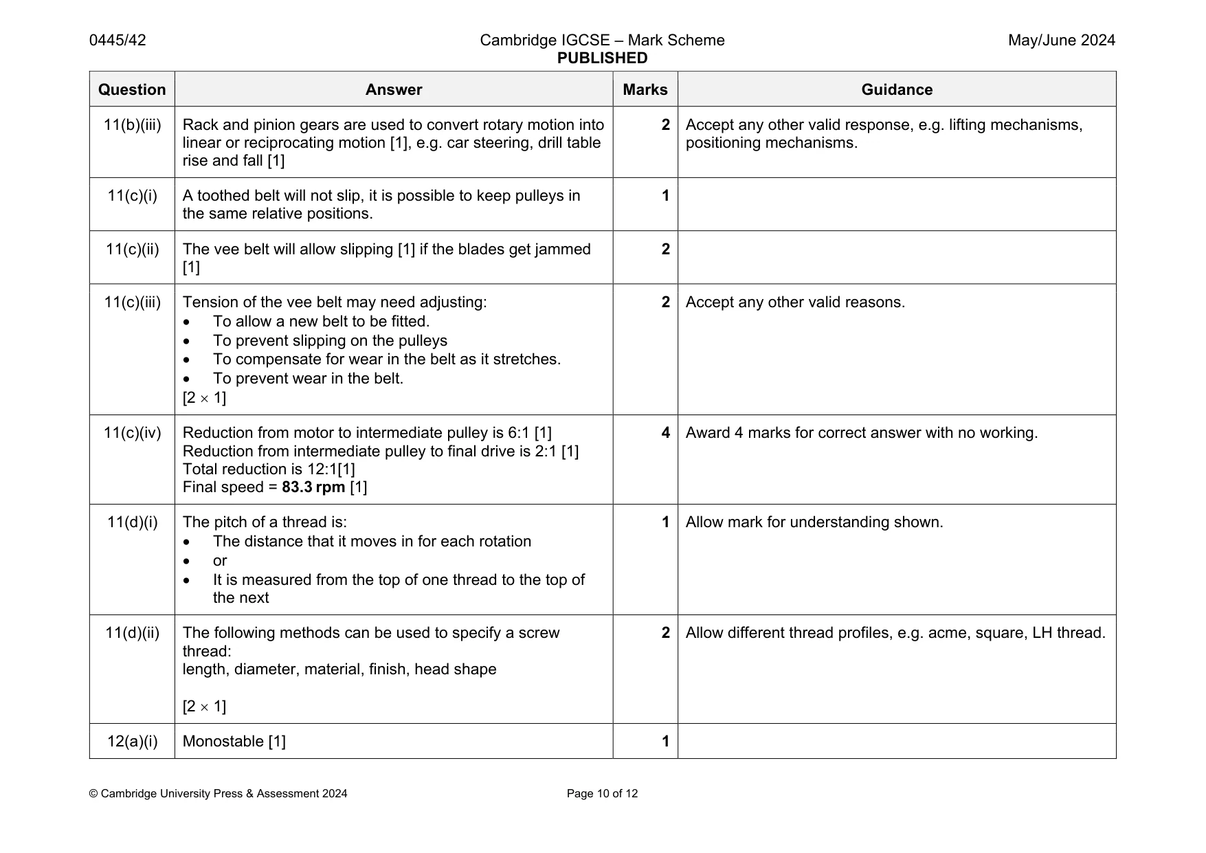 Mark scheme, page 10 of 12