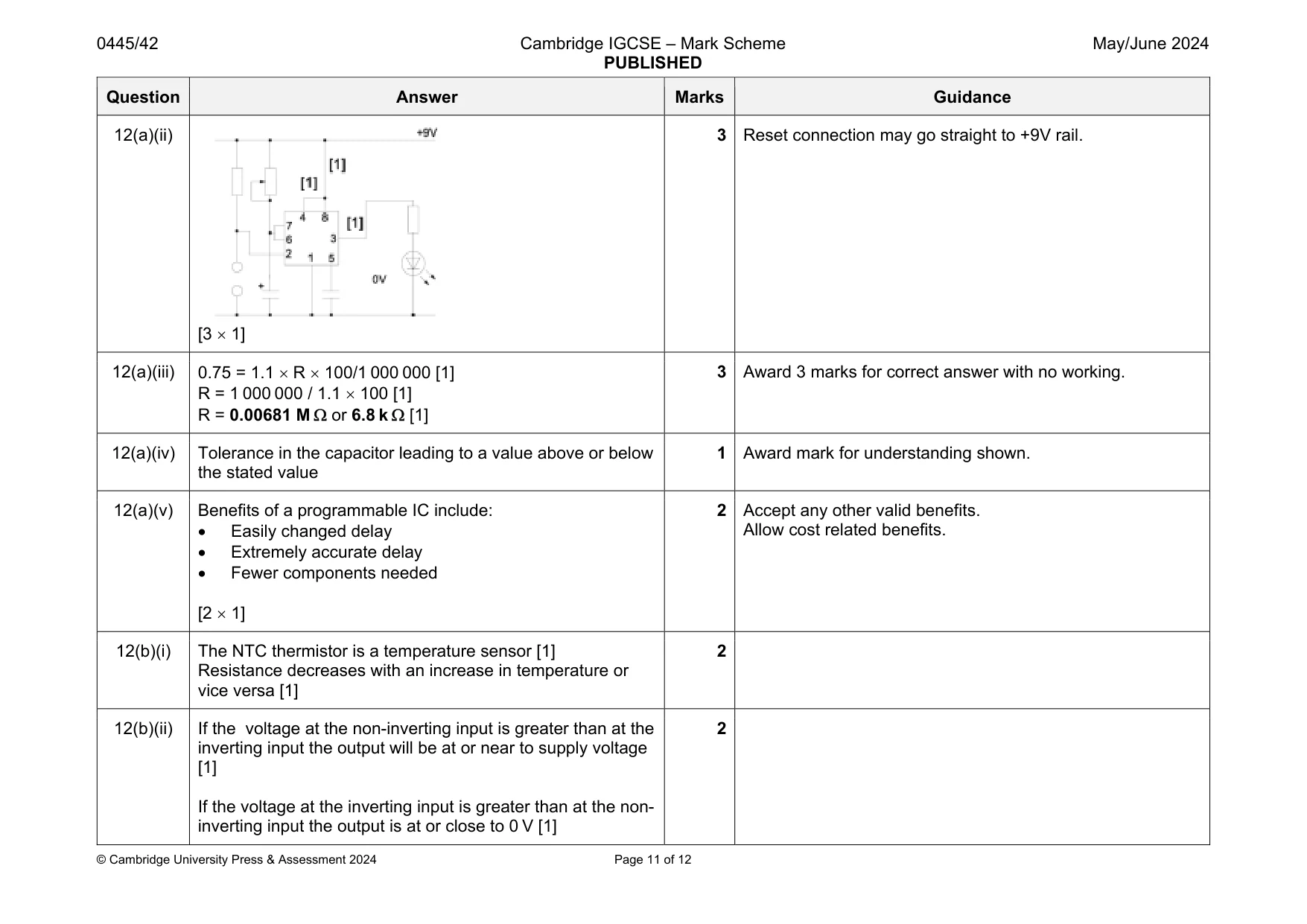 Mark scheme, page 11 of 12
