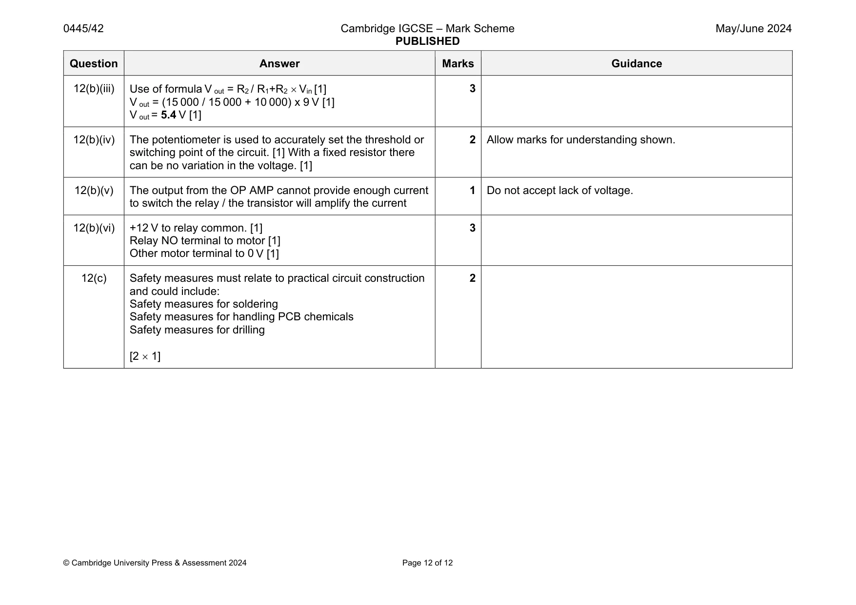 Mark scheme, page 12 of 12
