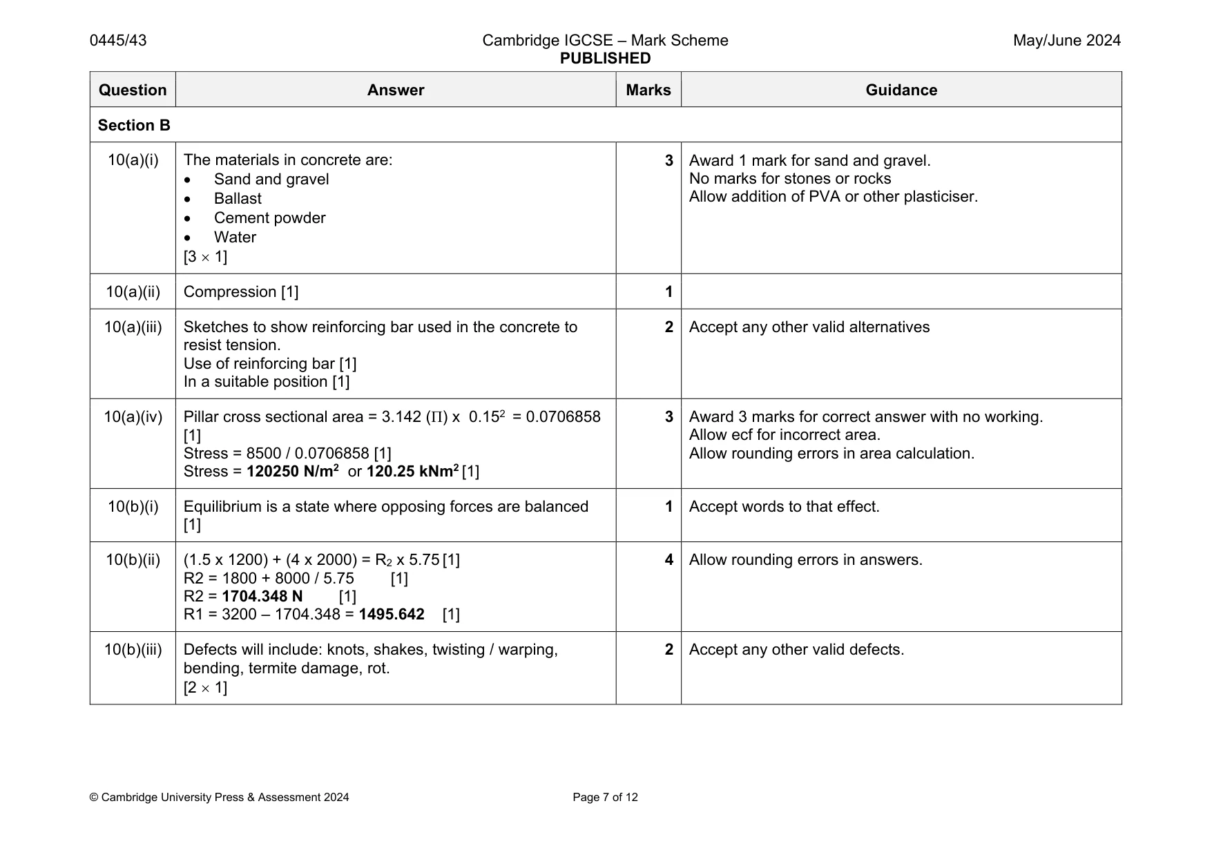Mark scheme, page 7 of 12
