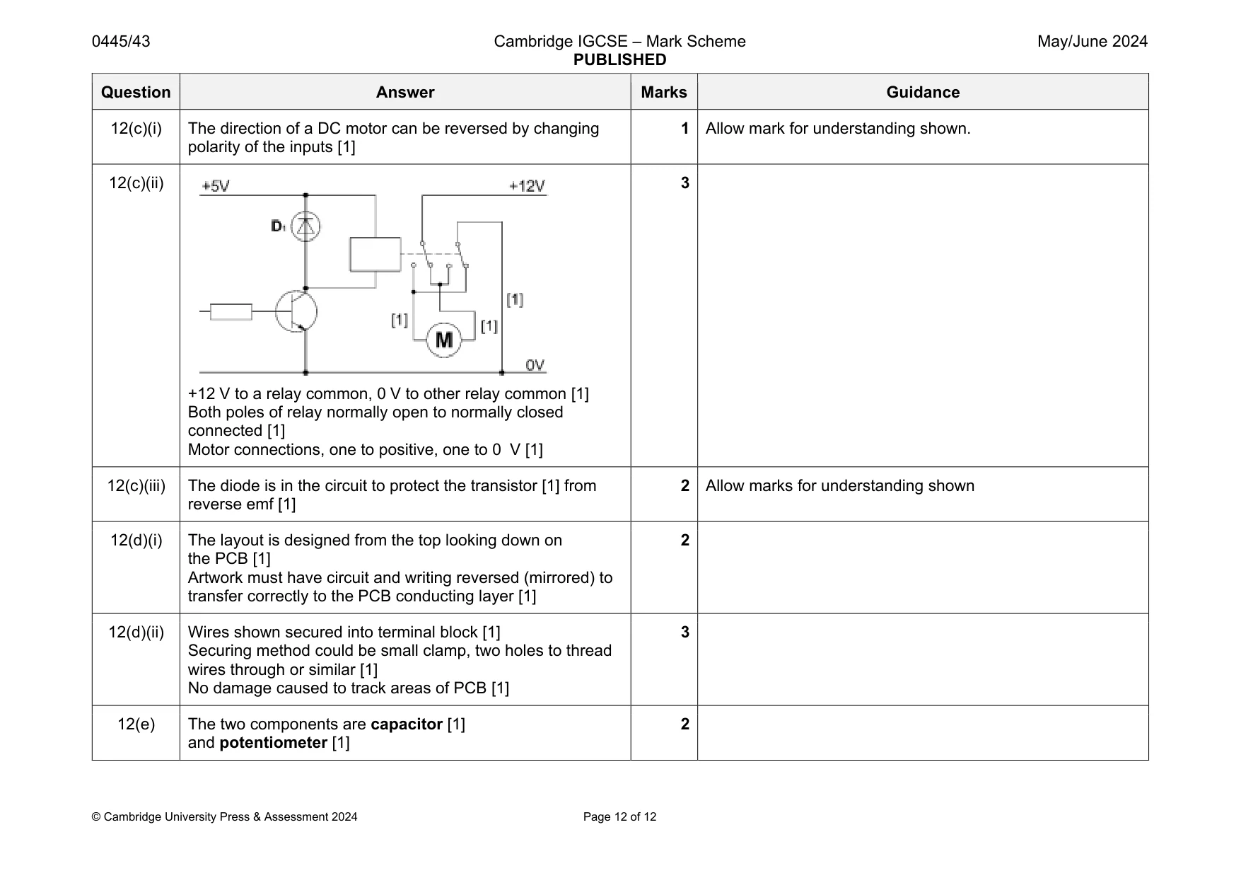 Mark scheme, page 12 of 12