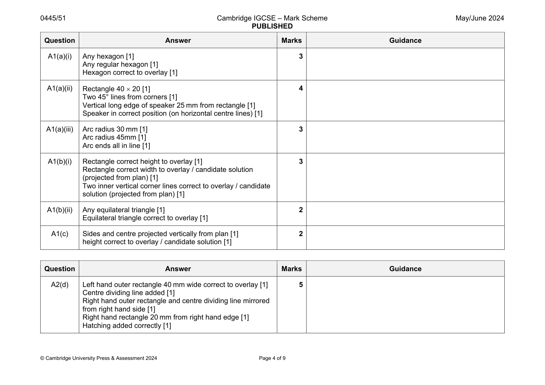 Mark scheme, page 4 of 9