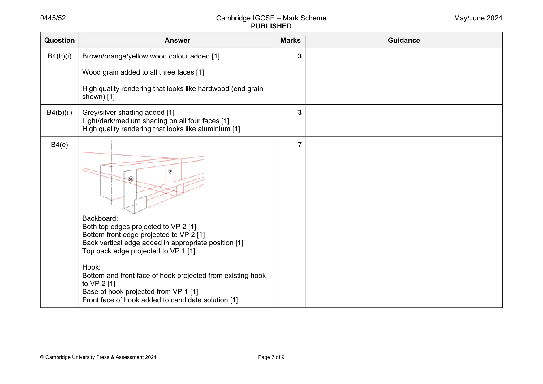 Mark scheme, page 7 of 9