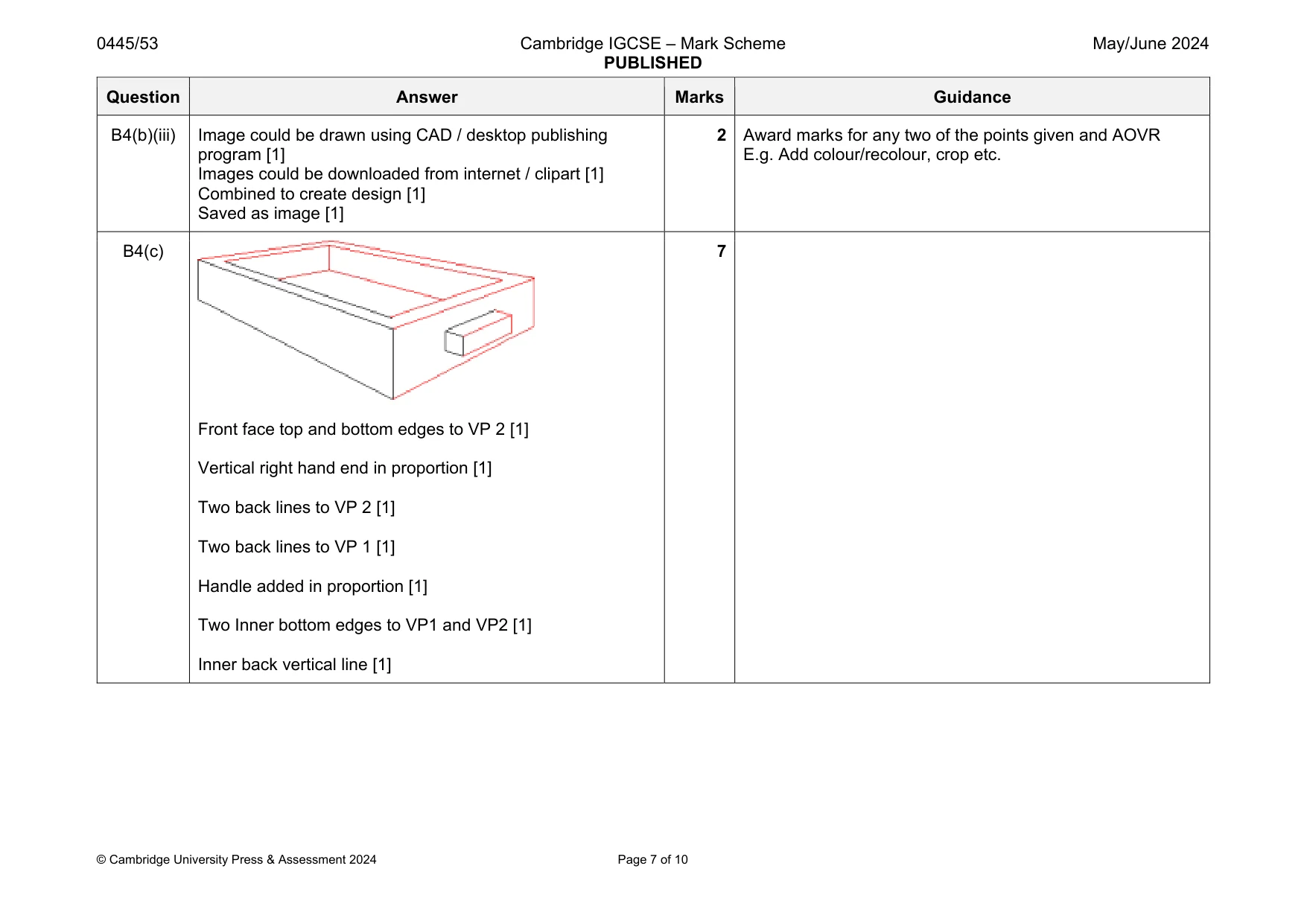 Mark scheme, page 7 of 10