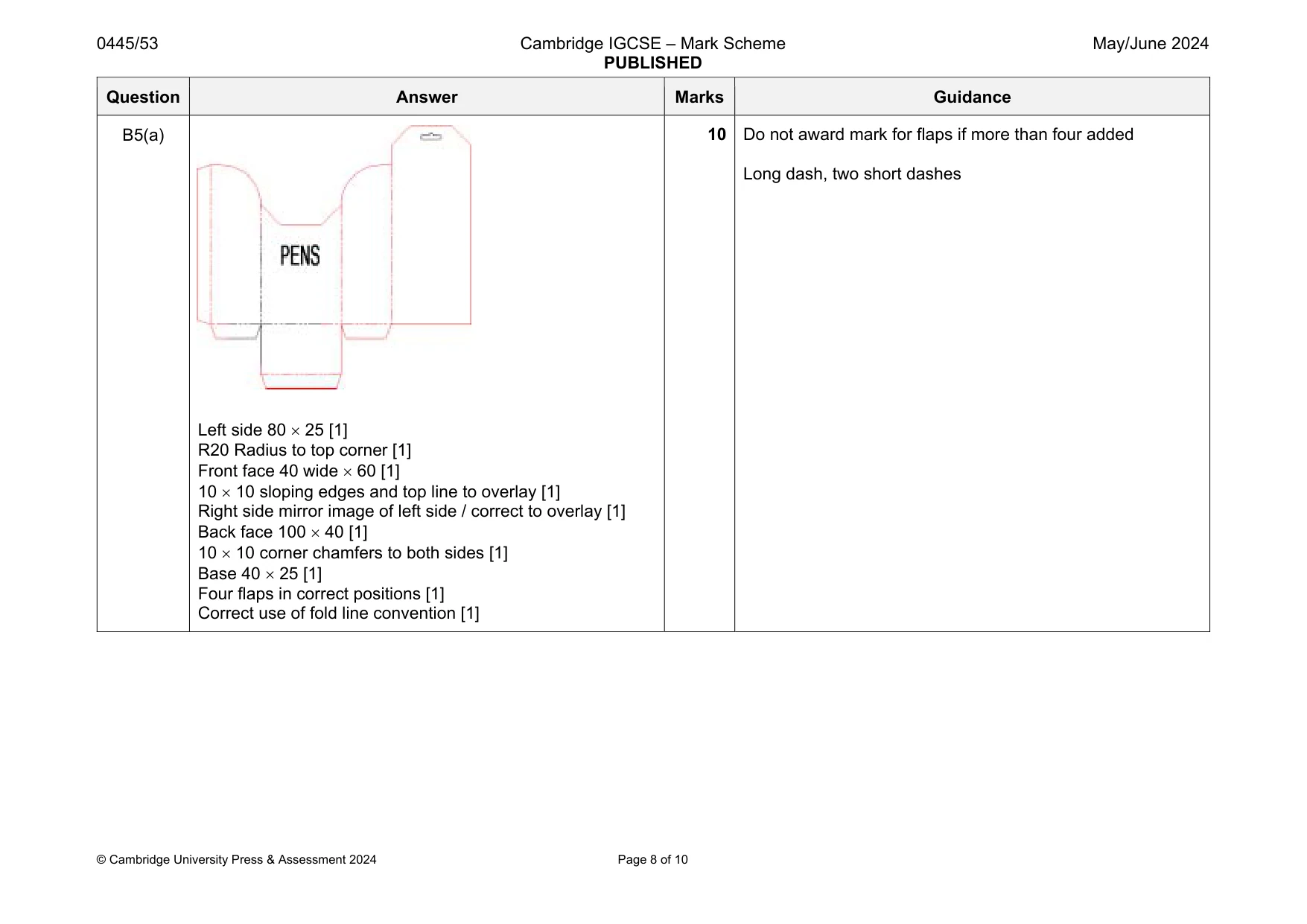 Mark scheme, page 8 of 10