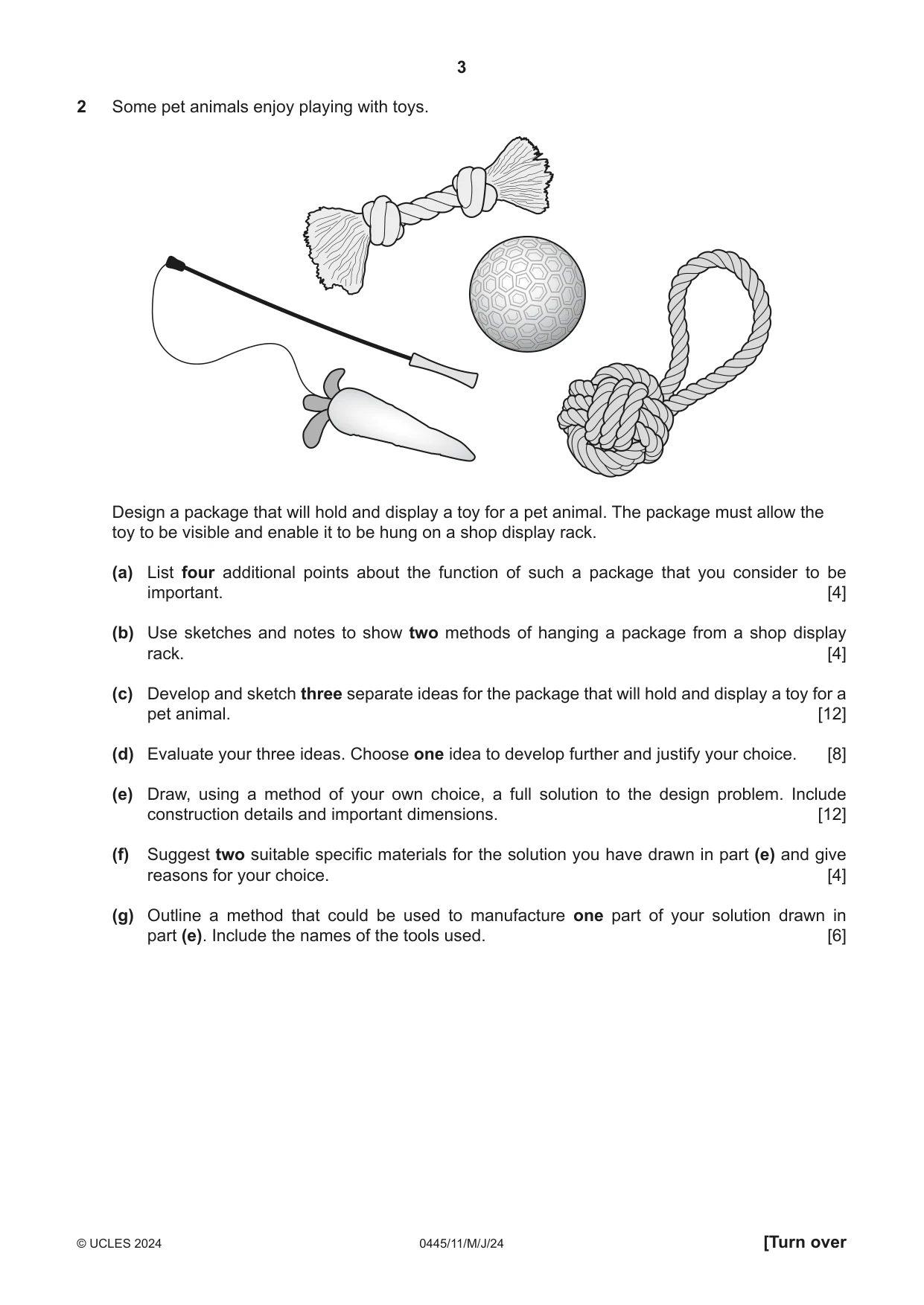 Cambridge IGCSE Design and Technology 0445 2024 May/June Paper 1 · Variant 1 question paper, page 3 of 4
