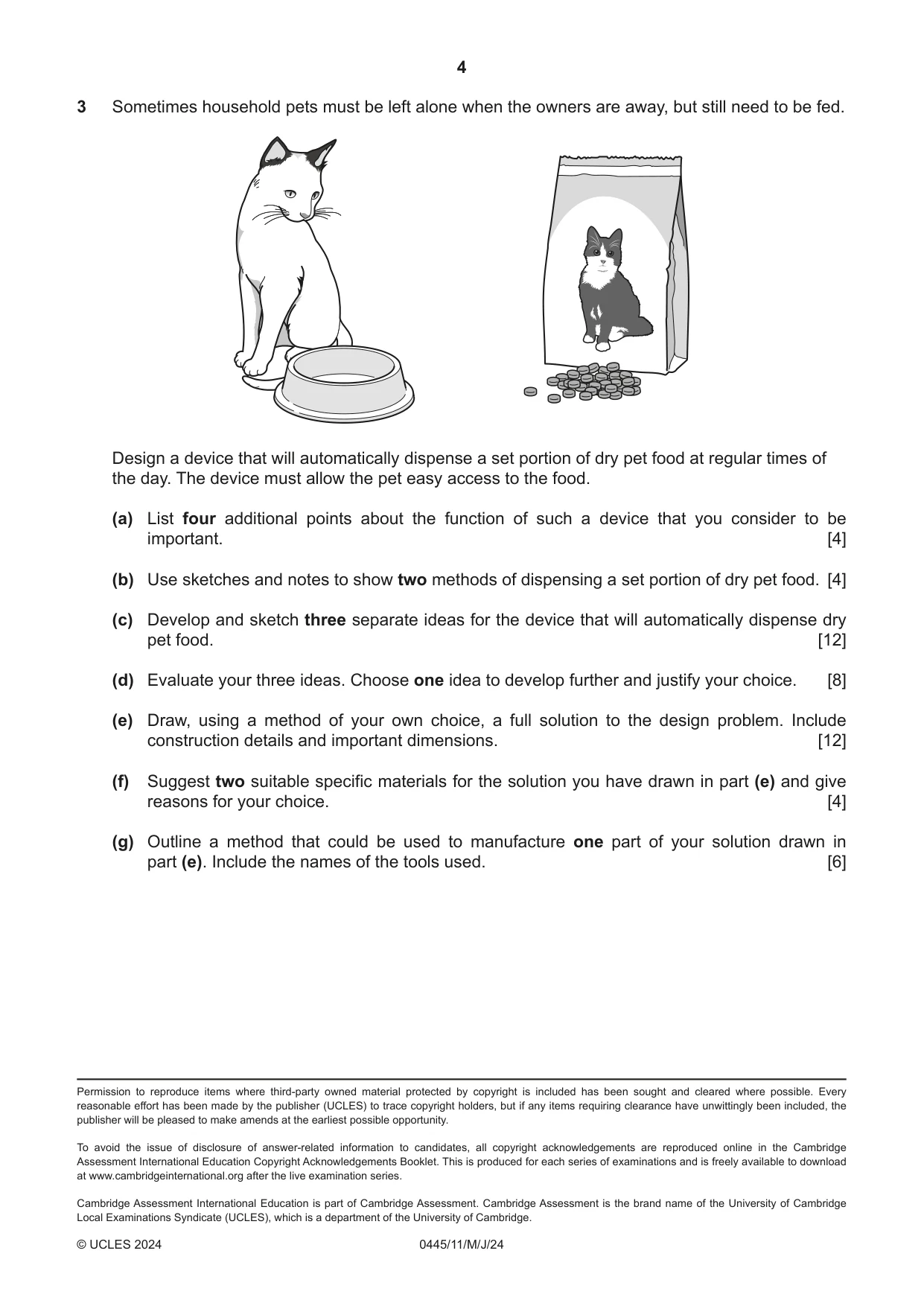 Cambridge IGCSE Design and Technology 0445 2024 May/June Paper 1 · Variant 1 question paper, page 4 of 4