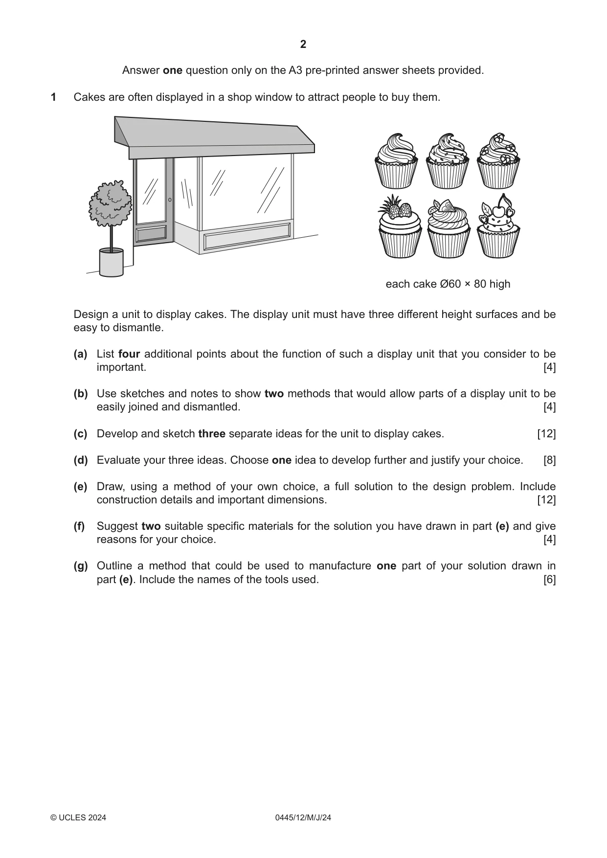 Cambridge IGCSE Design and Technology 0445 2024 May/June Paper 1 · Variant 2 question paper, page 2 of 4