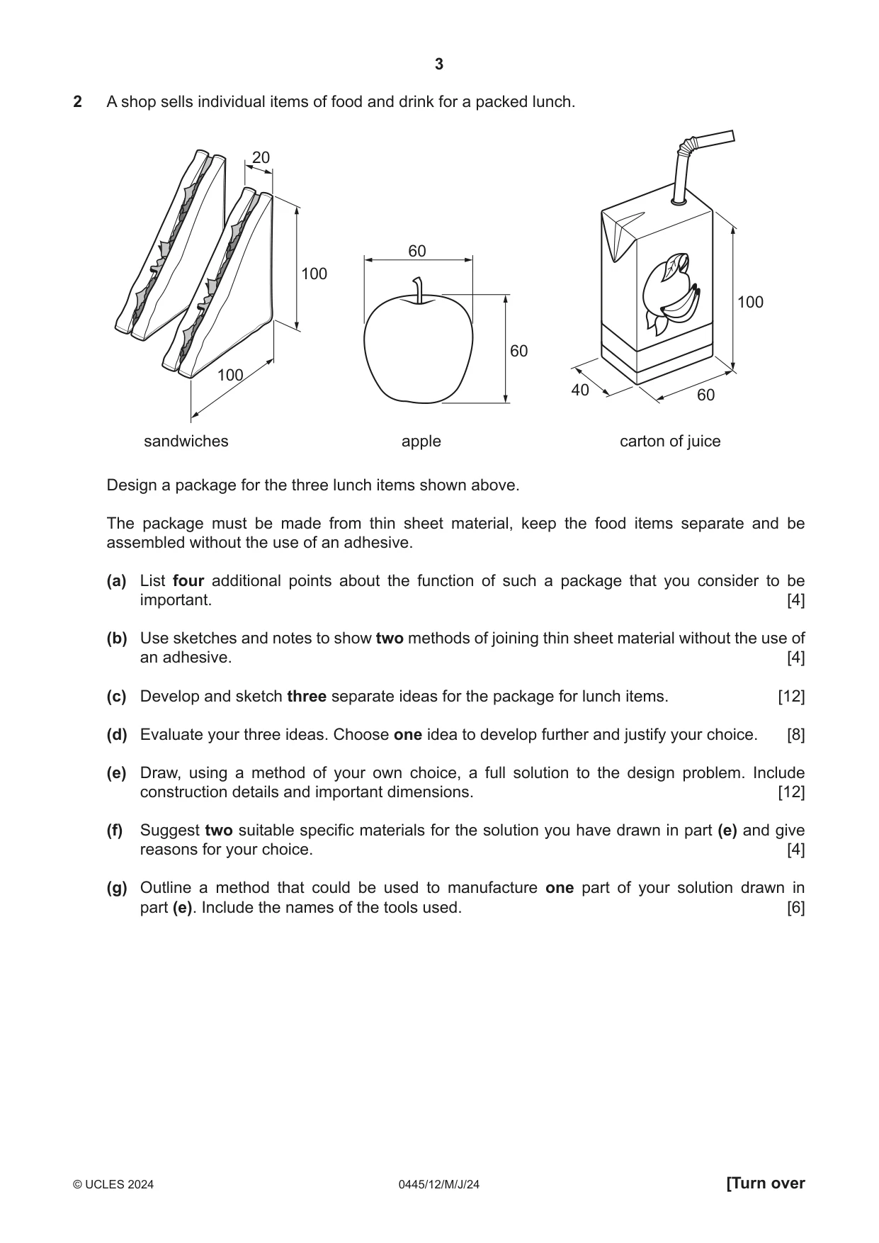 Cambridge IGCSE Design and Technology 0445 2024 May/June Paper 1 · Variant 2 question paper, page 3 of 4