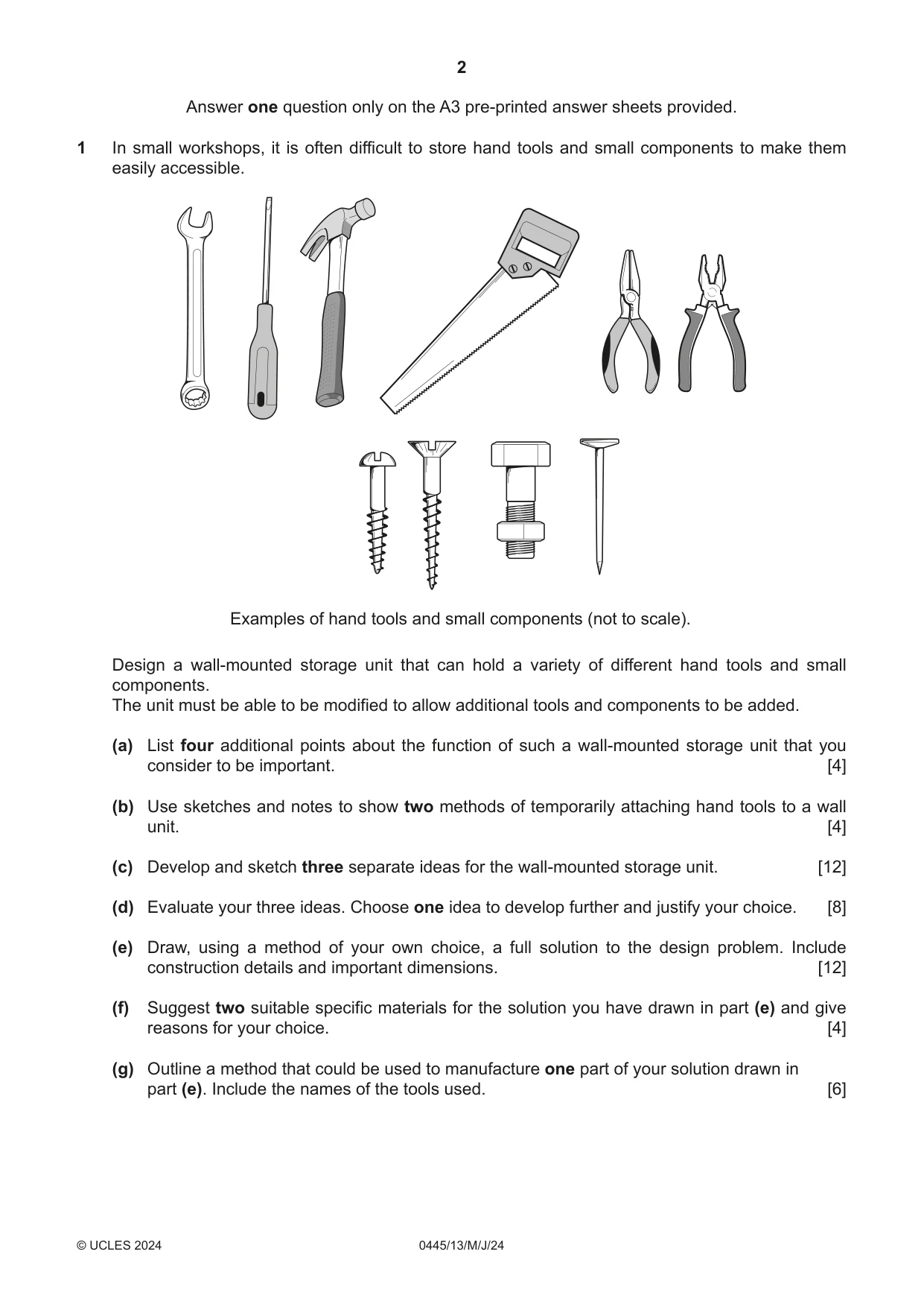 Cambridge IGCSE Design and Technology 0445 2024 May/June Paper 1 · Variant 3 question paper, page 2 of 8