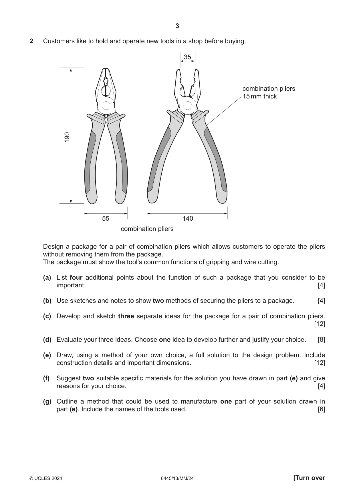 Cambridge IGCSE Design and Technology 0445 2024 May/June Paper 1 · Variant 3 question paper, page 3 of 8