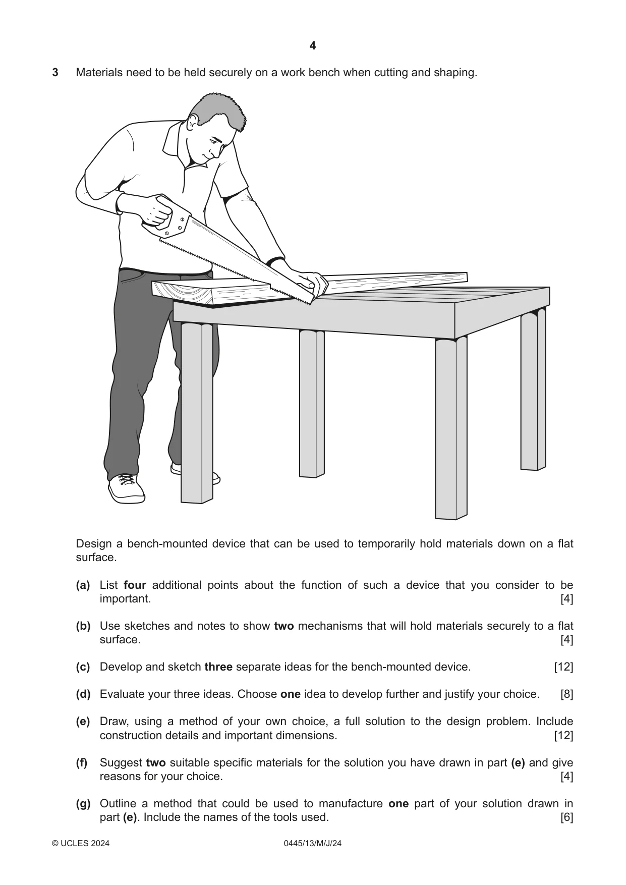 Cambridge IGCSE Design and Technology 0445 2024 May/June Paper 1 · Variant 3 question paper, page 4 of 8
