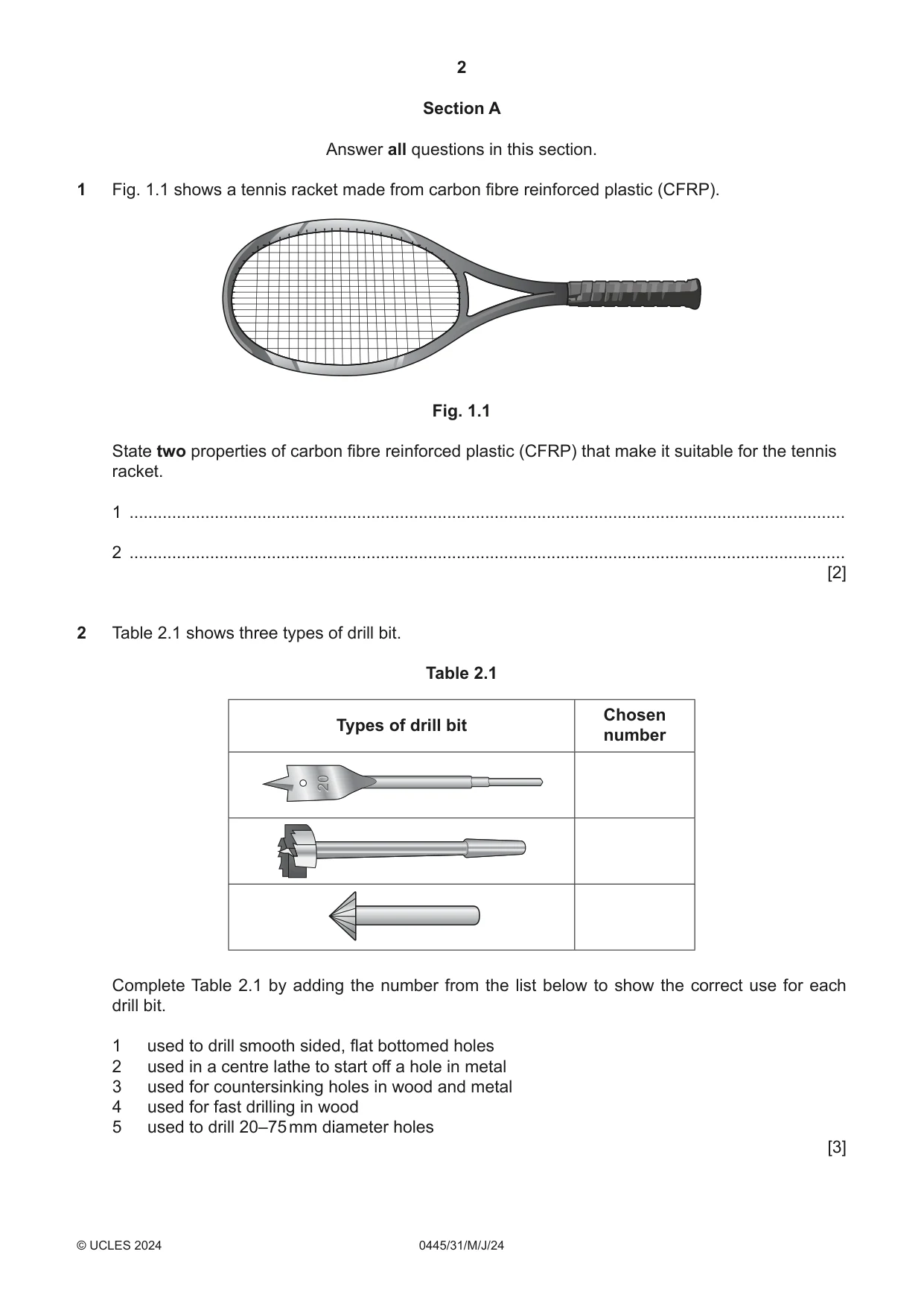 Cambridge IGCSE Design and Technology 0445 2024 May/June Paper 3 · Variant 1 question paper, page 2 of 20
