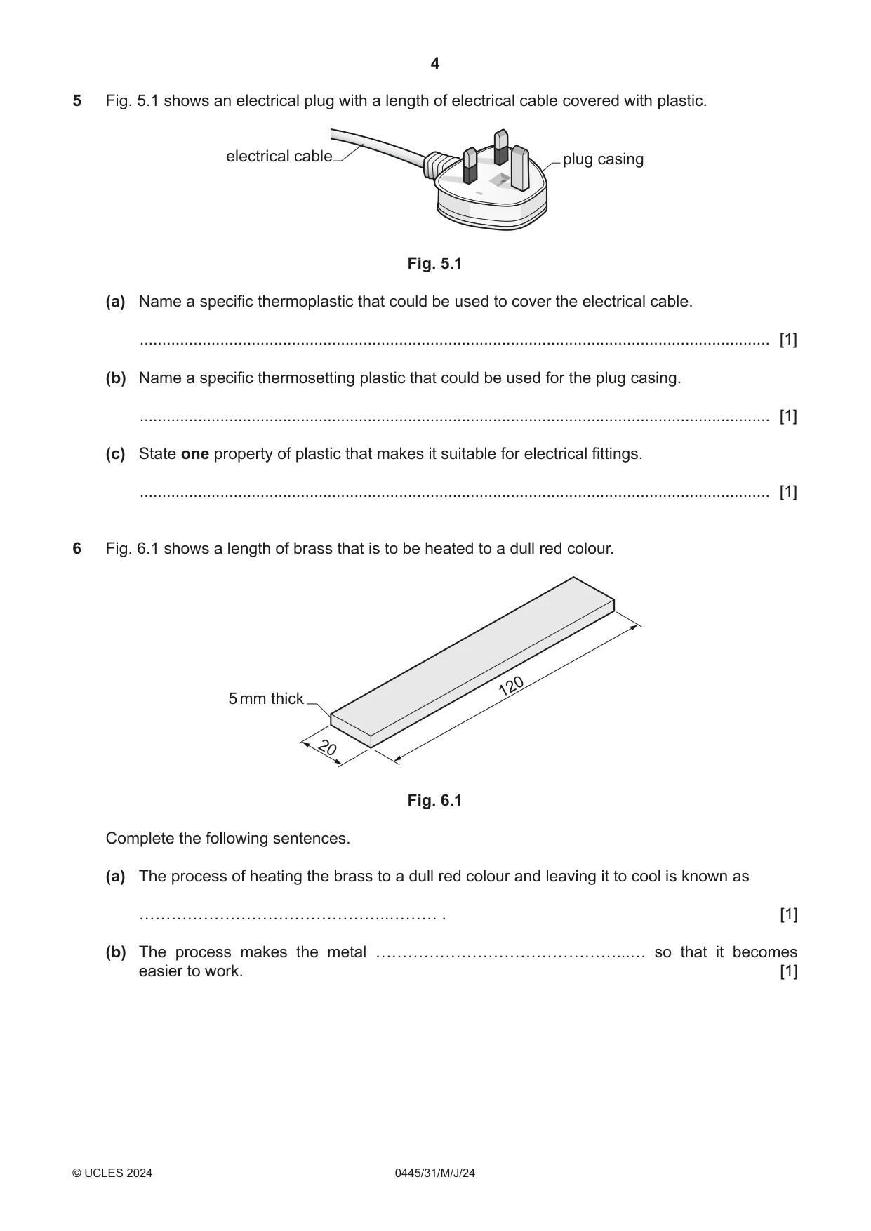Cambridge IGCSE Design and Technology 0445 2024 May/June Paper 3 · Variant 1 question paper, page 4 of 20
