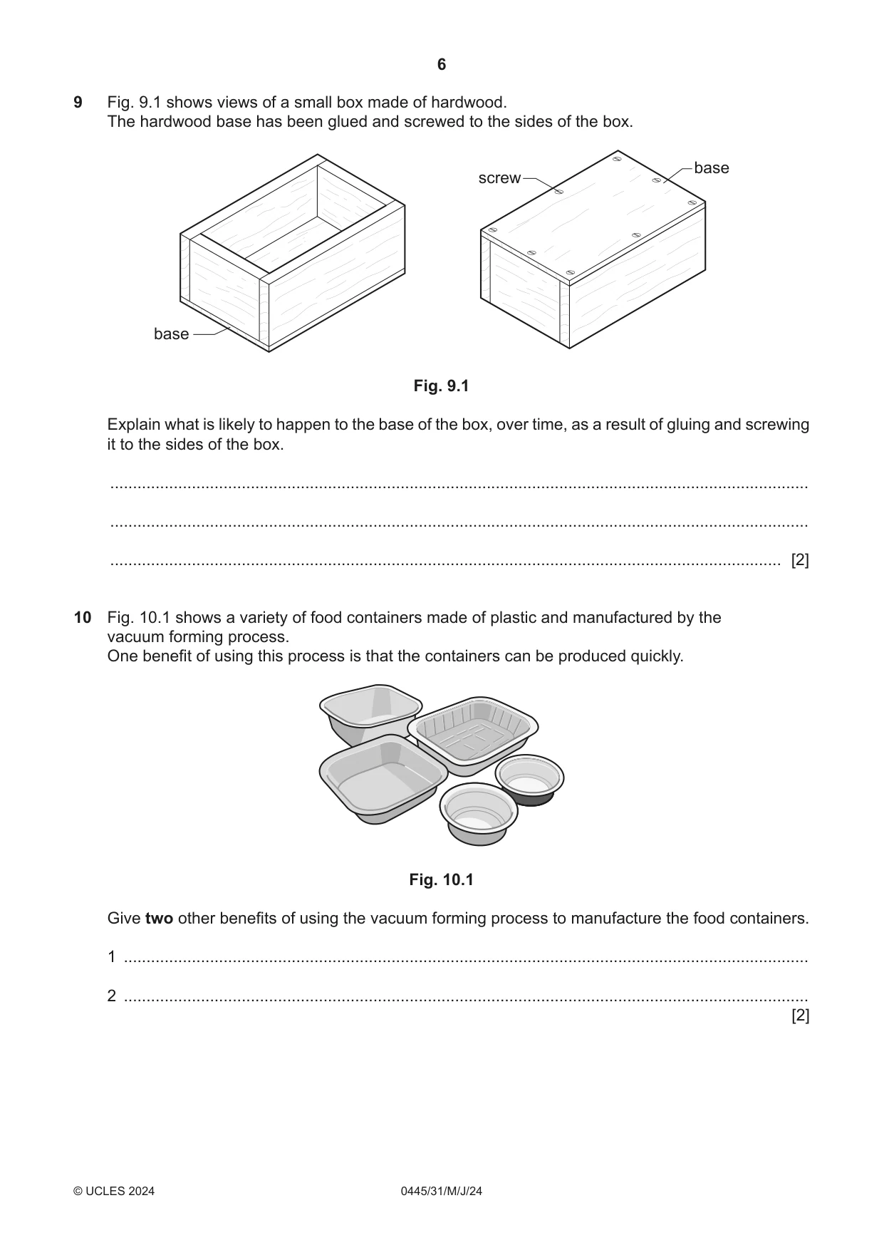 Cambridge IGCSE Design and Technology 0445 2024 May/June Paper 3 · Variant 1 question paper, page 6 of 20