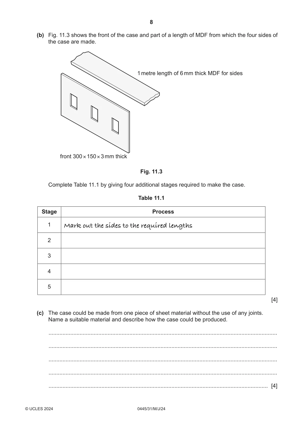 Cambridge IGCSE Design and Technology 0445 2024 May/June Paper 3 · Variant 1 question paper, page 8 of 20