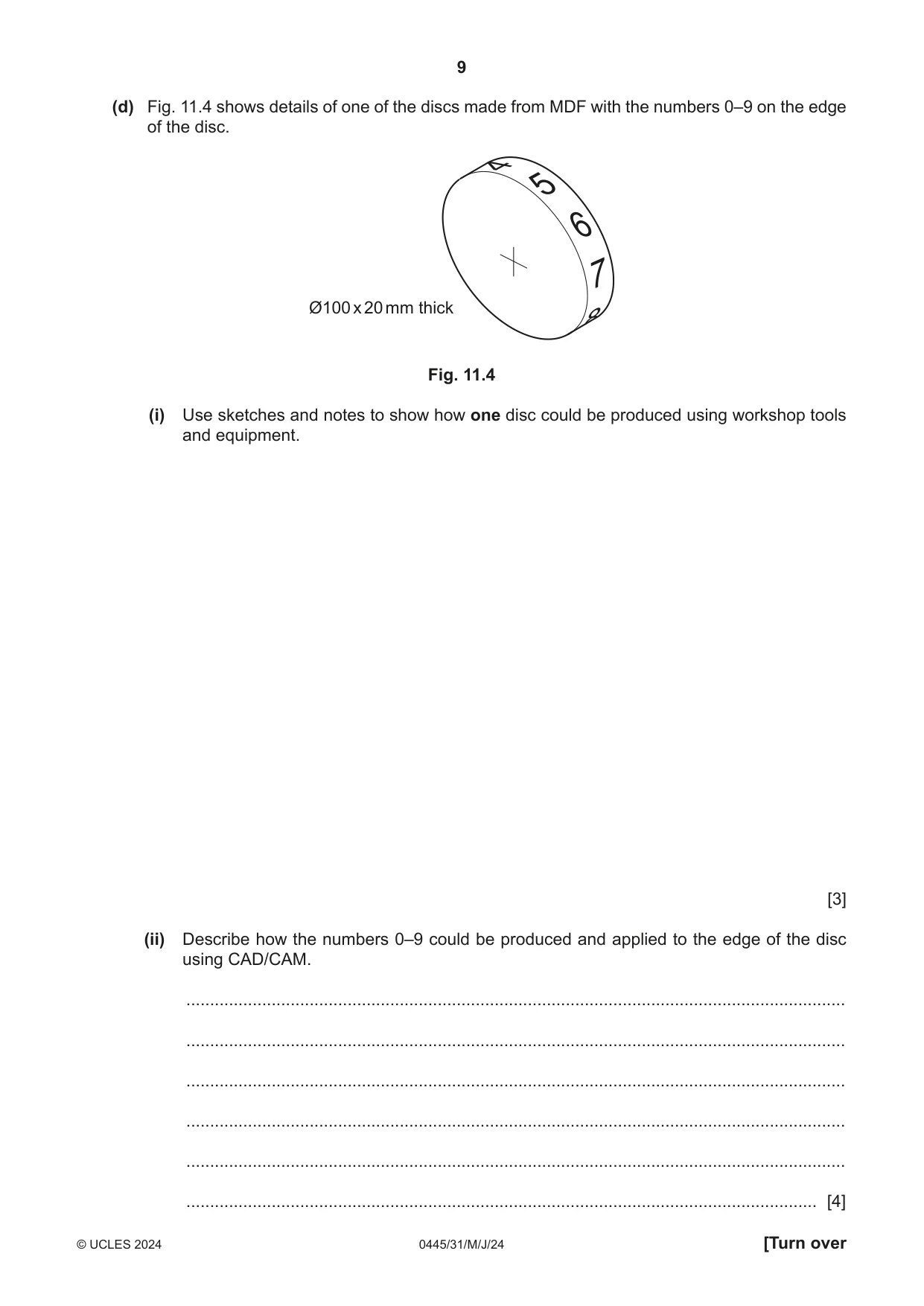 Cambridge IGCSE Design and Technology 0445 2024 May/June Paper 3 · Variant 1 question paper, page 9 of 20