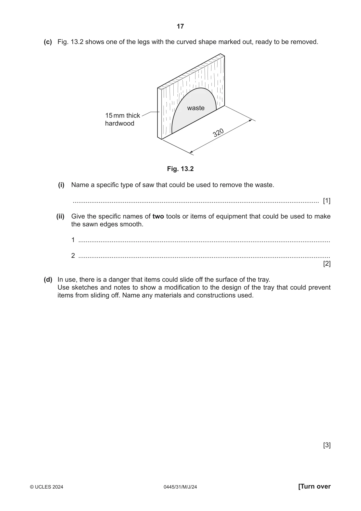 Cambridge IGCSE Design and Technology 0445 2024 May/June Paper 3 · Variant 1 question paper, page 17 of 20