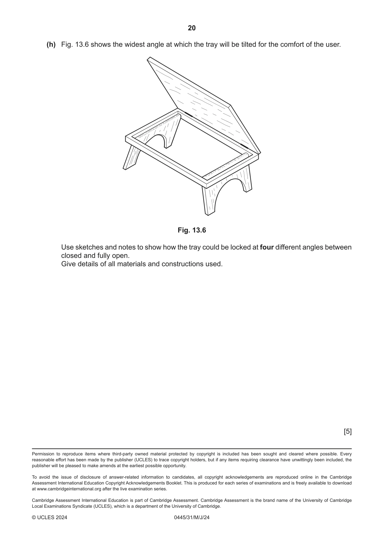 Cambridge IGCSE Design and Technology 0445 2024 May/June Paper 3 · Variant 1 question paper, page 20 of 20