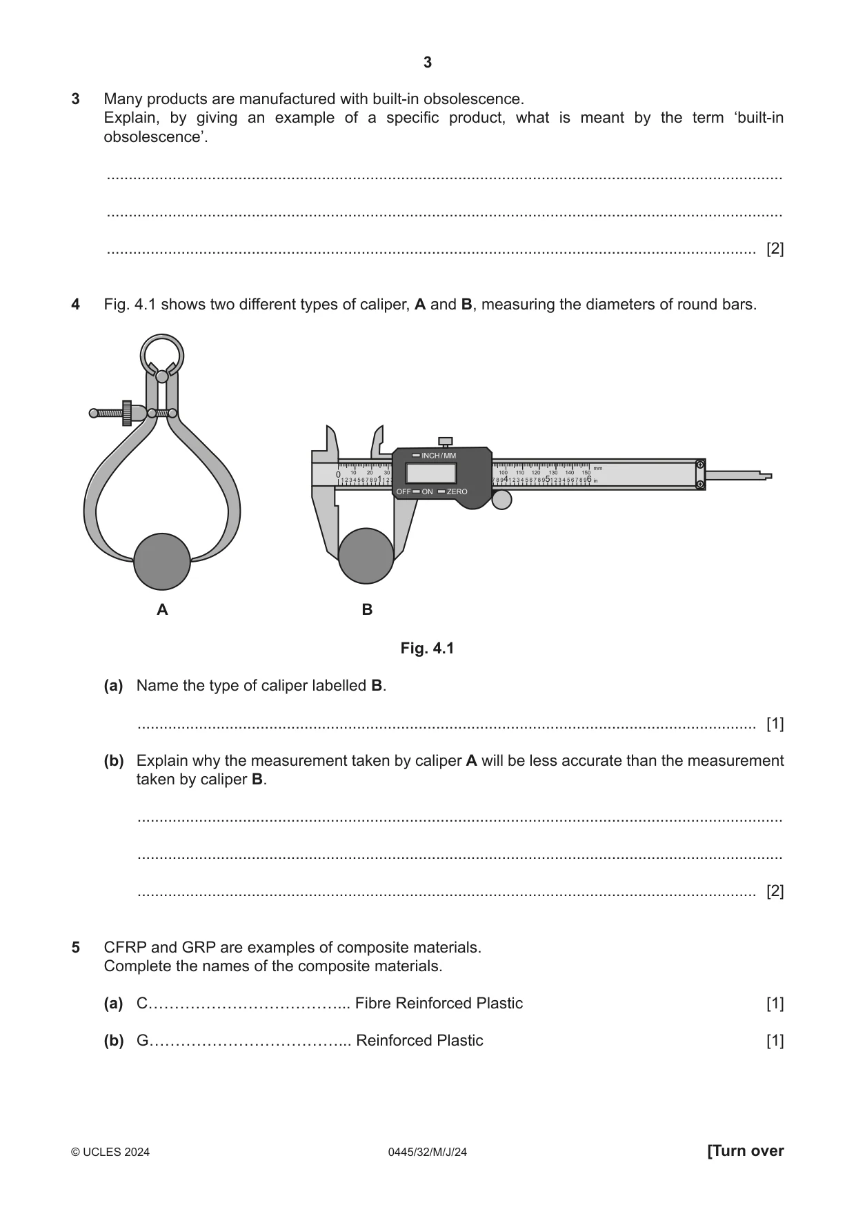 Cambridge IGCSE Design and Technology 0445 2024 May/June Paper 3 · Variant 2 question paper, page 3 of 24