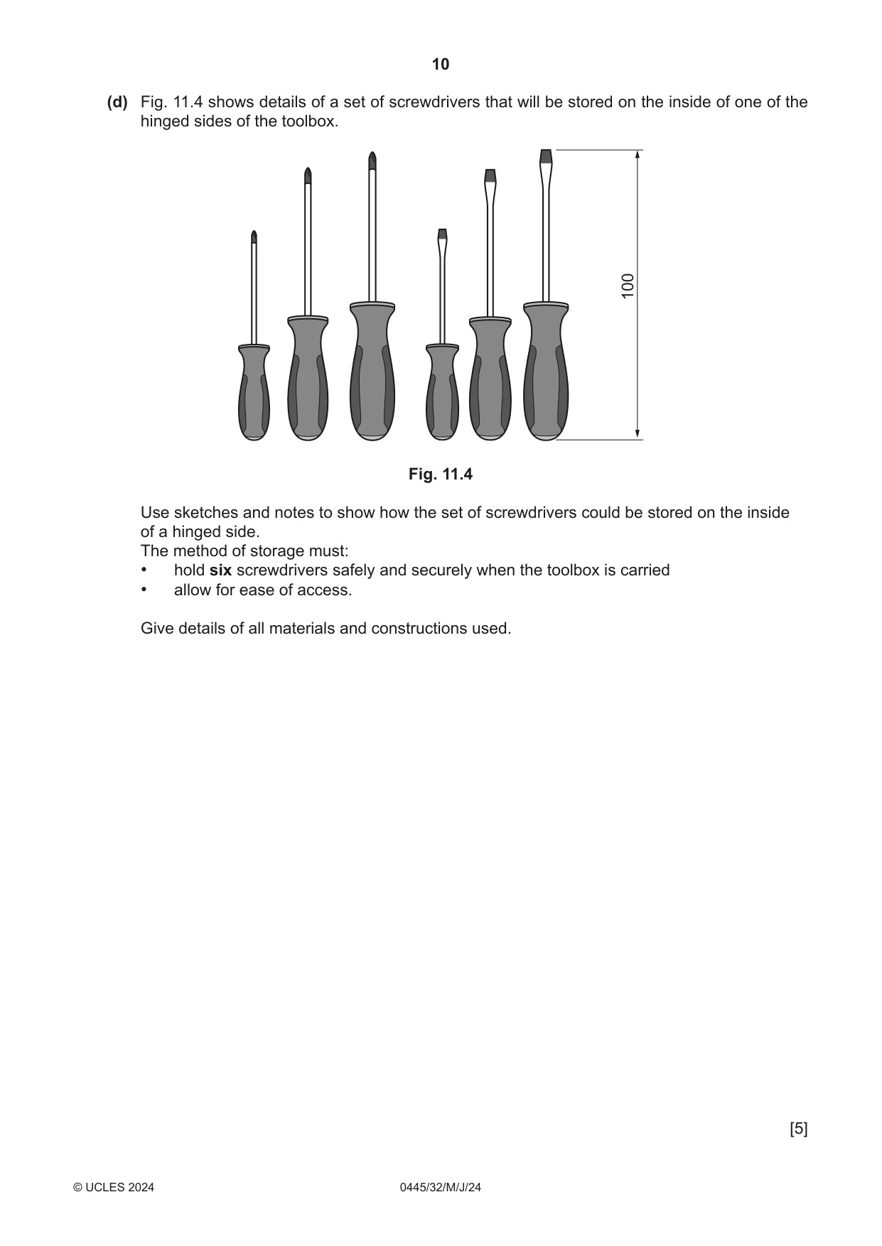 Cambridge IGCSE Design and Technology 0445 2024 May/June Paper 3 · Variant 2 question paper, page 10 of 24