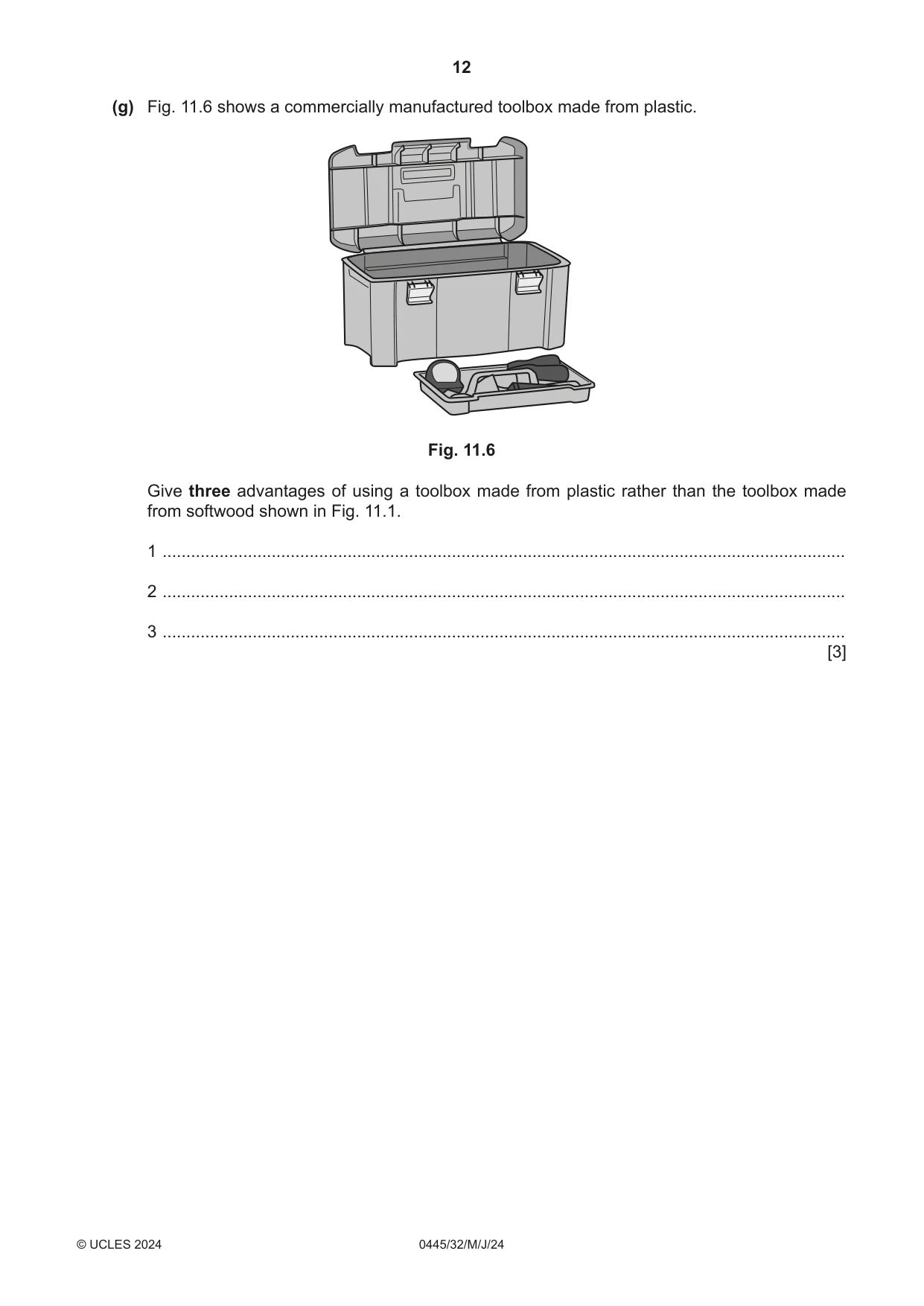 Cambridge IGCSE Design and Technology 0445 2024 May/June Paper 3 · Variant 2 question paper, page 12 of 24