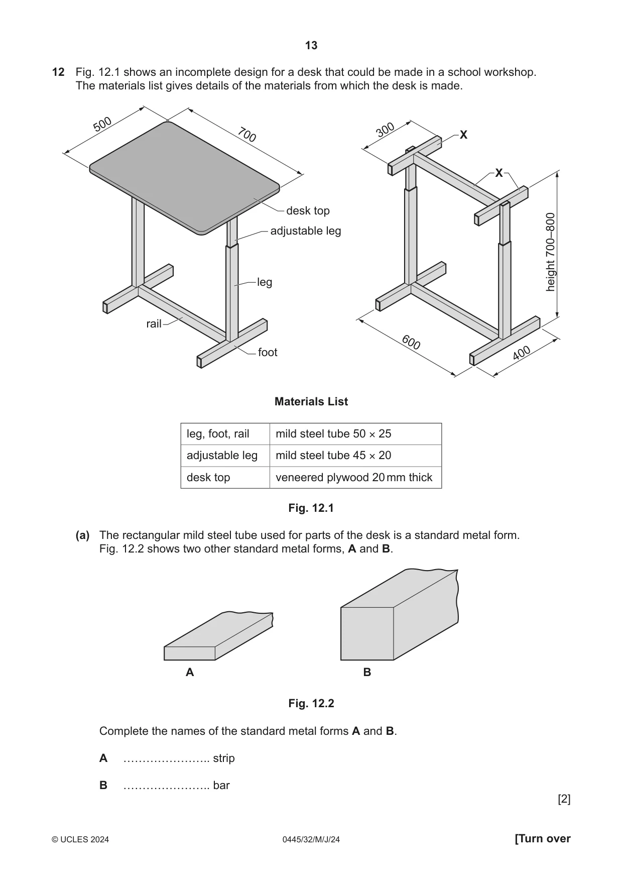 Cambridge IGCSE Design and Technology 0445 2024 May/June Paper 3 · Variant 2 question paper, page 13 of 24