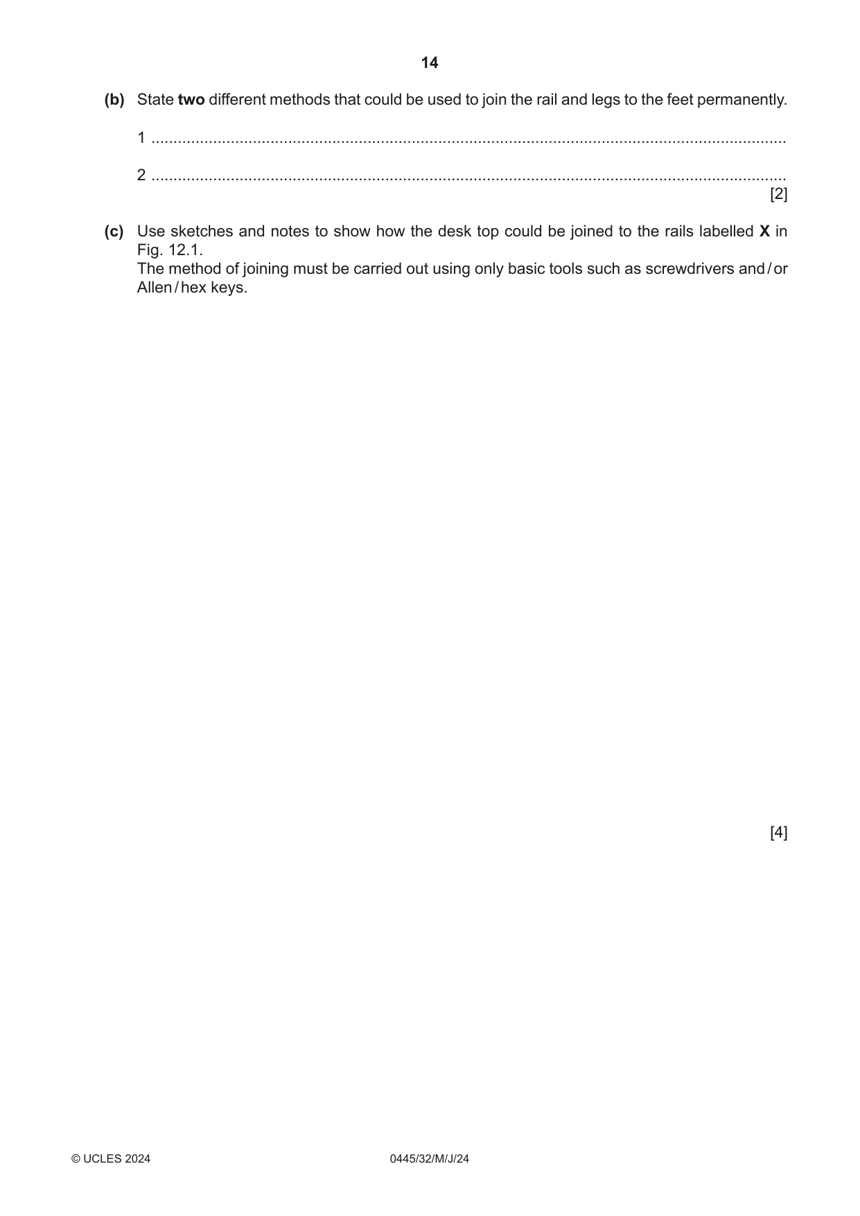 Cambridge IGCSE Design and Technology 0445 2024 May/June Paper 3 · Variant 2 question paper, page 14 of 24