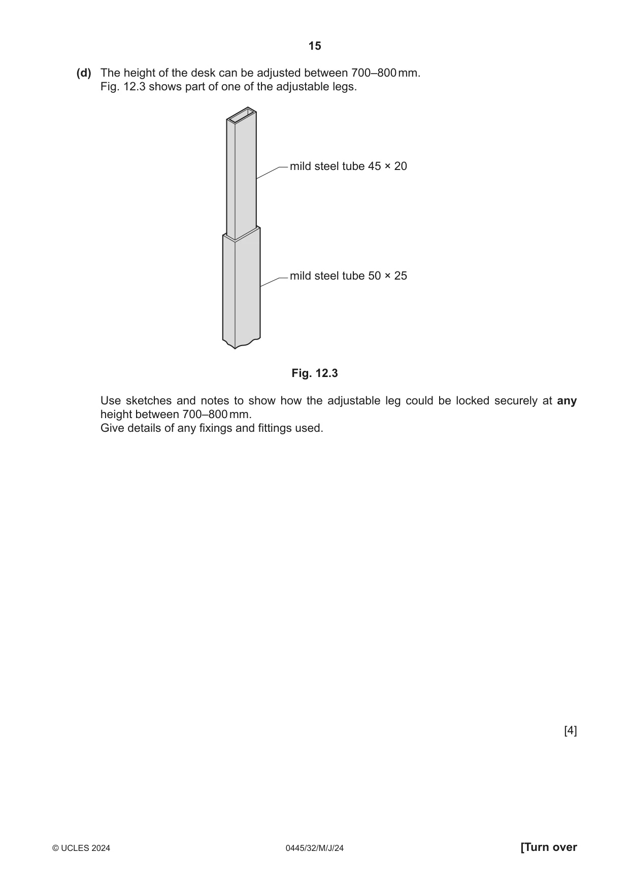 Cambridge IGCSE Design and Technology 0445 2024 May/June Paper 3 · Variant 2 question paper, page 15 of 24