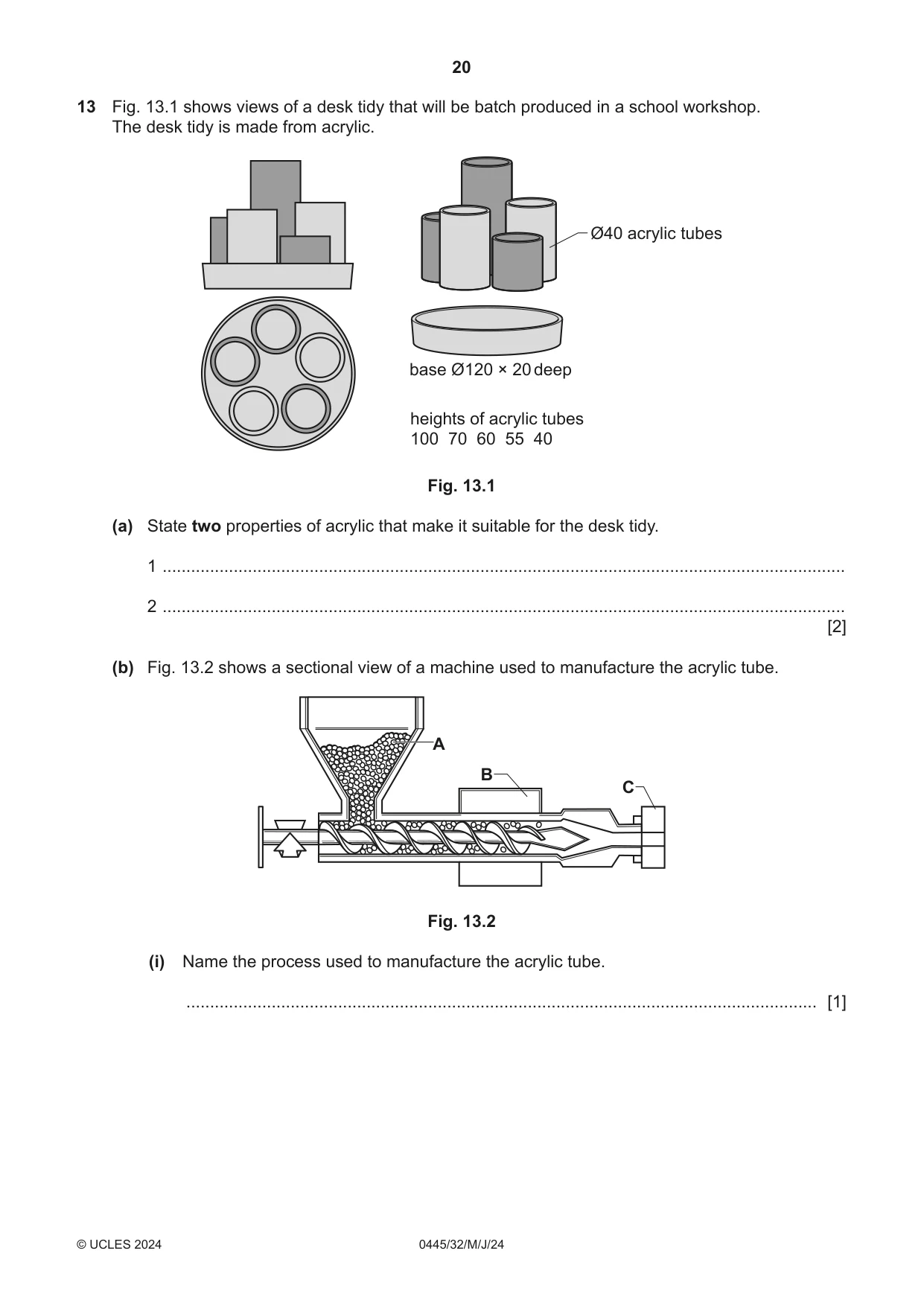 Cambridge IGCSE Design and Technology 0445 2024 May/June Paper 3 · Variant 2 question paper, page 20 of 24